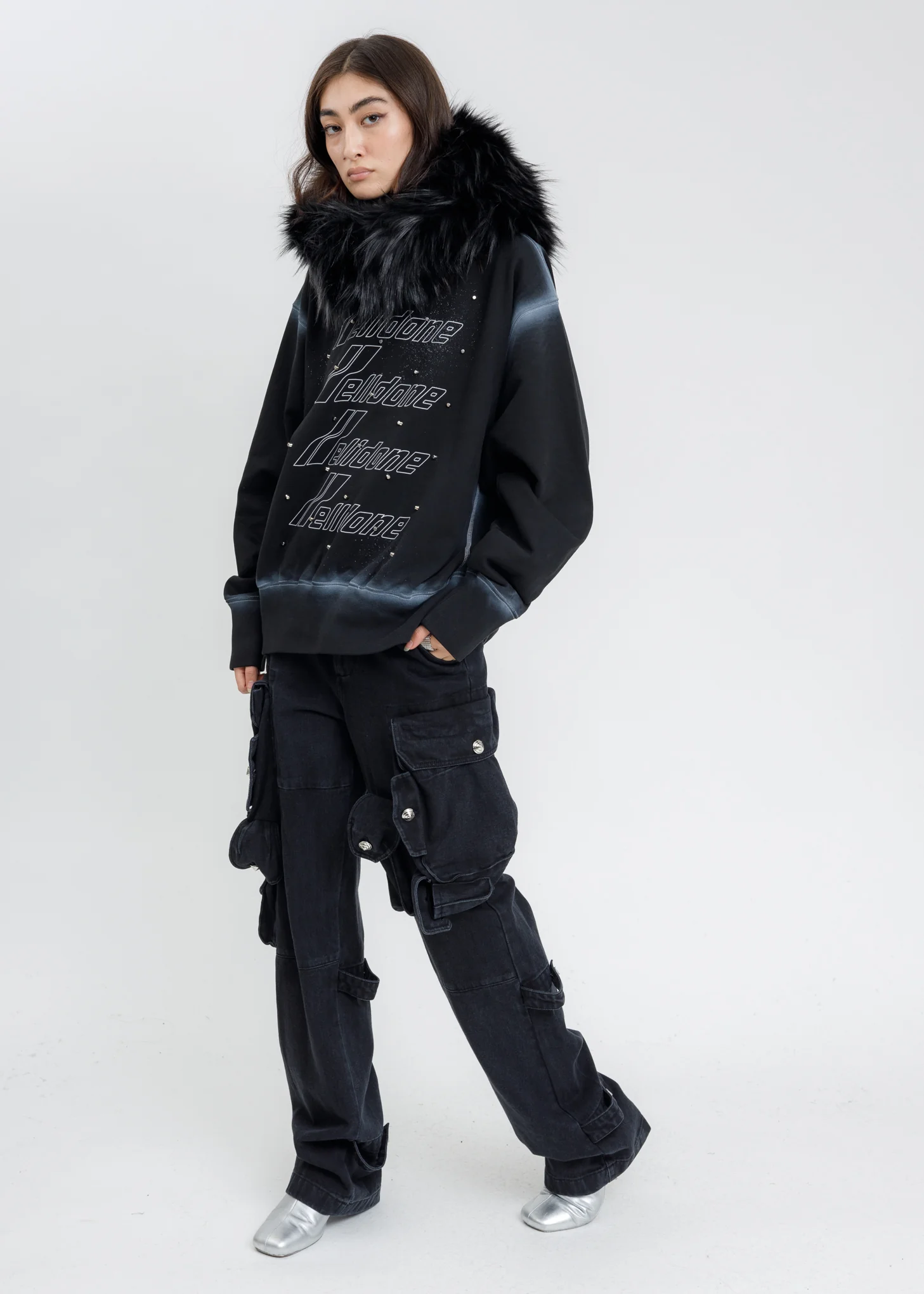 Black And White Washed Artwork Sweatshirt - Image 5