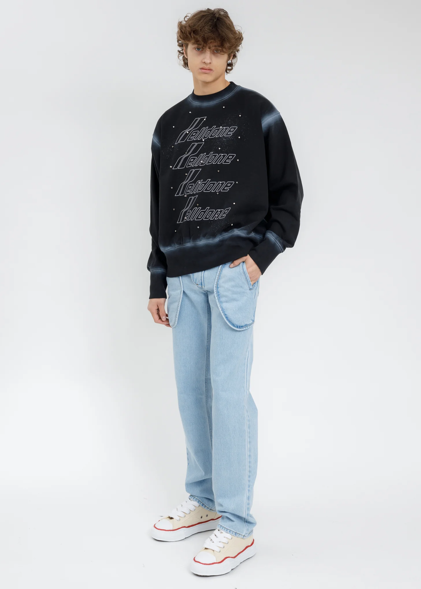 Black And White Washed Artwork Sweatshirt - Image 5
