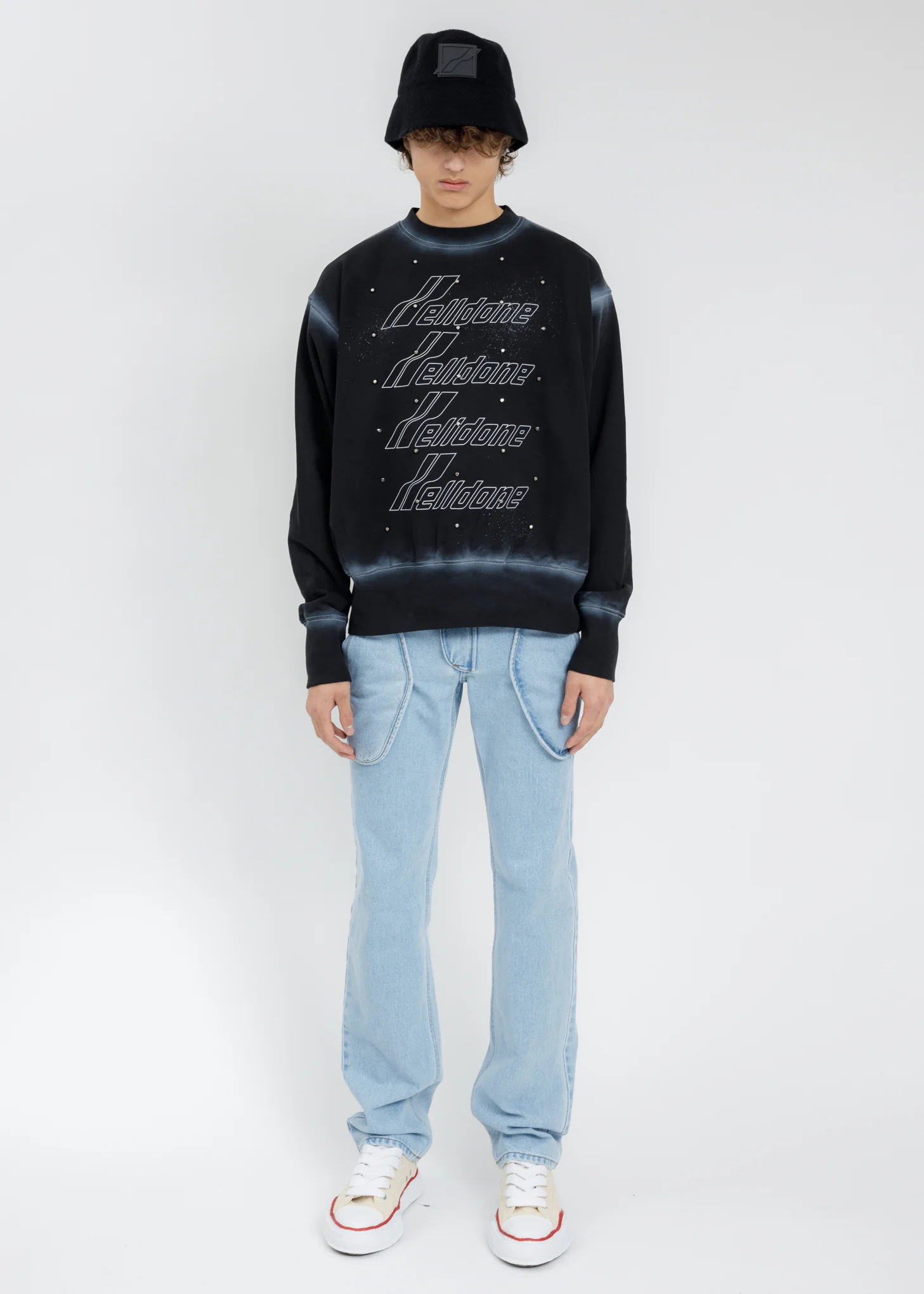 Black And White Washed Artwork Sweatshirt - Image 6