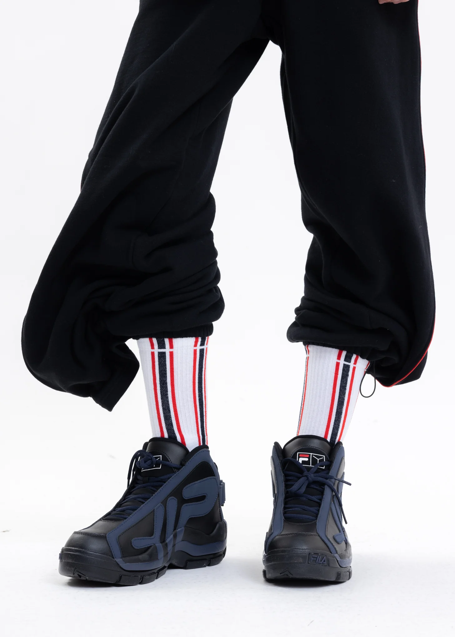 Black And White Y/PROJECT X FILA ILLUSION STRIPE Socks - Image 4