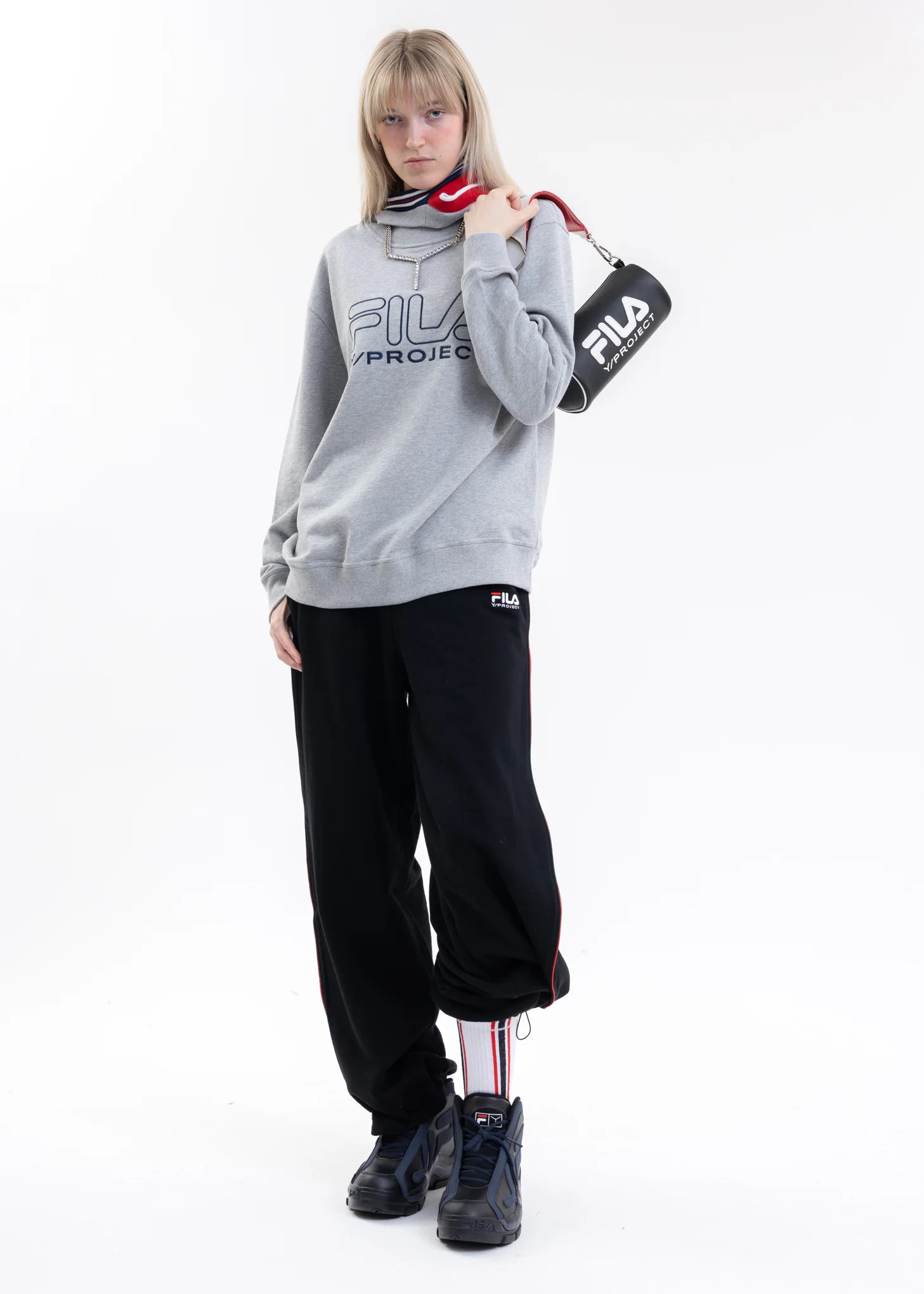 Black And White Y/PROJECT X FILA ILLUSION STRIPE Socks - Image 5