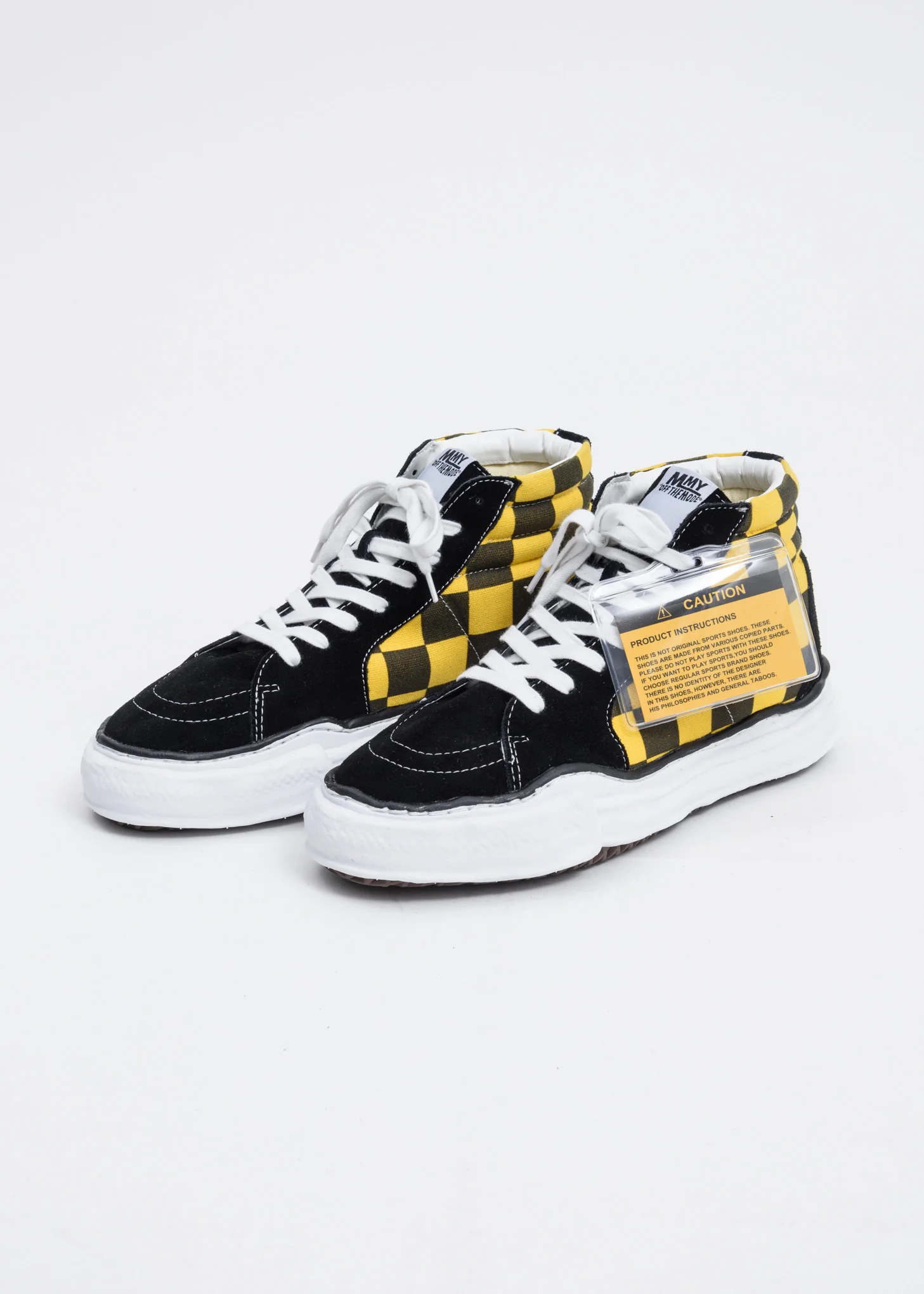 Black and Yellow Gingham Sole High Top Original Sole Sneaker