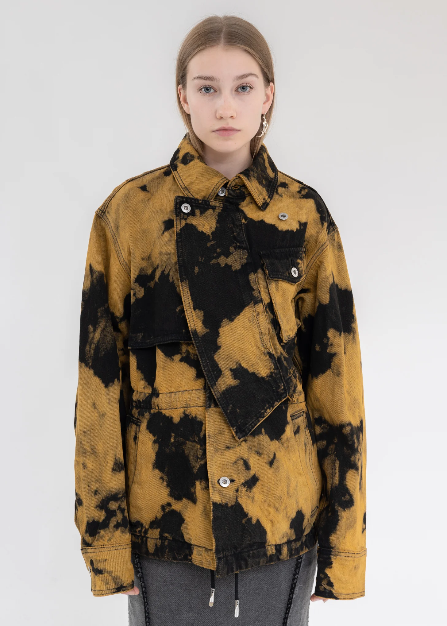Black And Yellow TIE-DYE DENIM JACKET