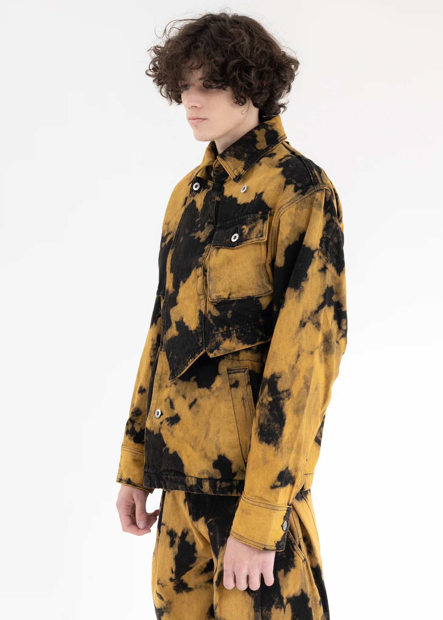 Black And Yellow TIE-DYE DENIM JACKET - Image 2