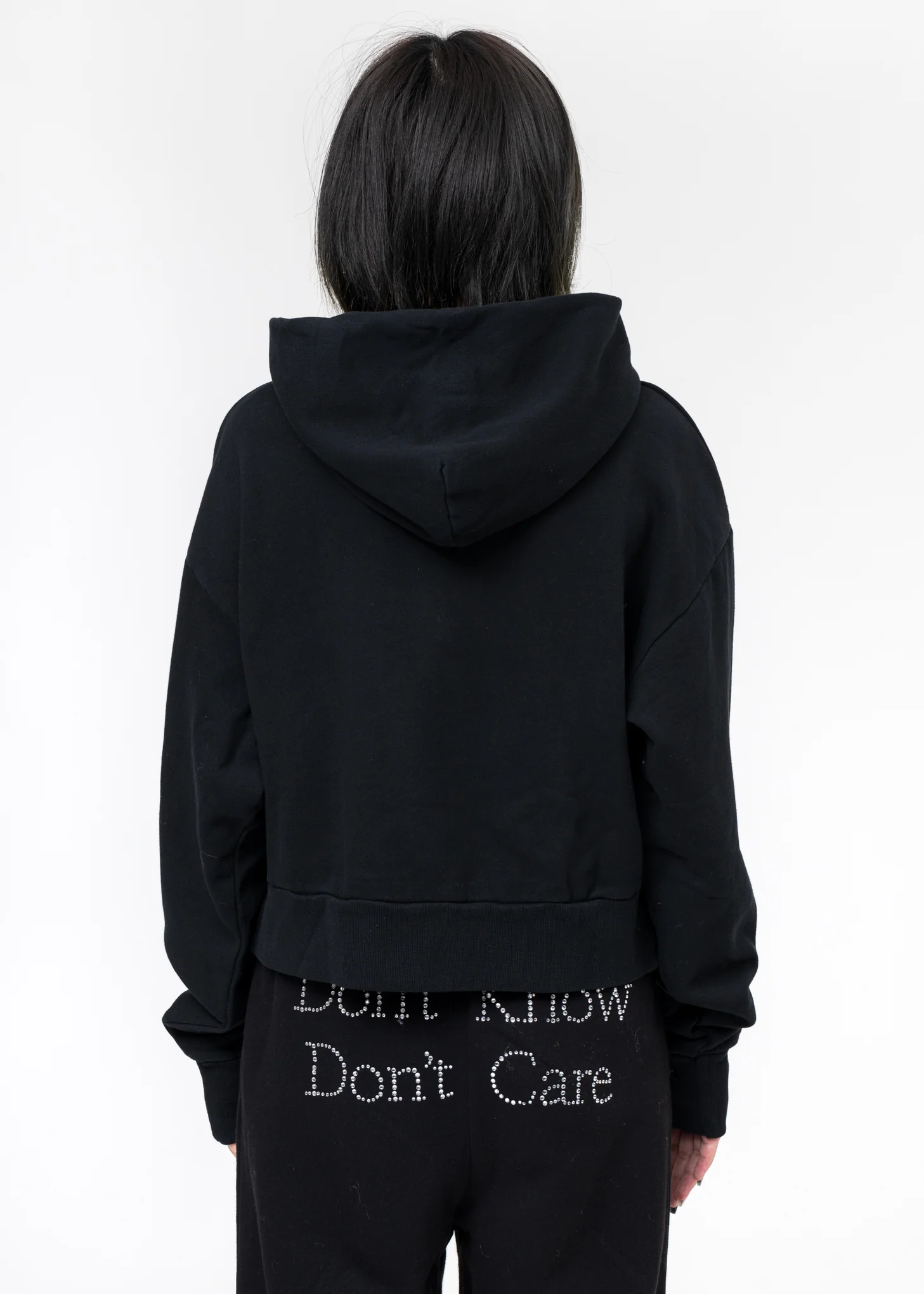 Black 'Angel Energy' Crop Hoody with Crystals - Image 4