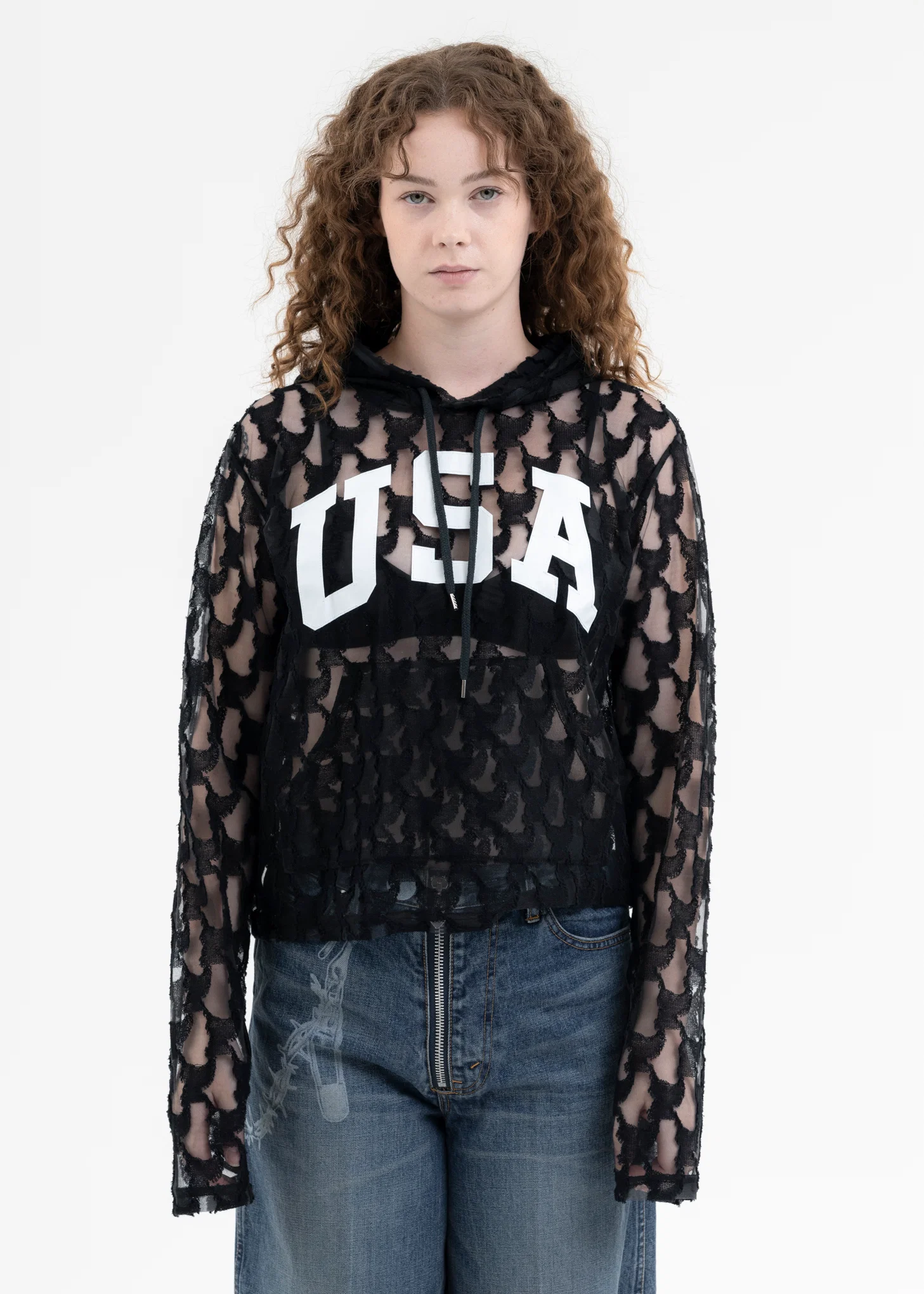 BLACK ANGEL LACE HOODIE