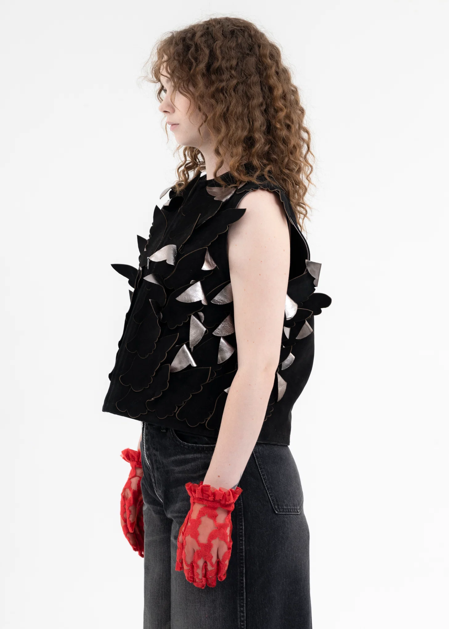 BLACK ANGEL WING LEATHER VEST - Image 3