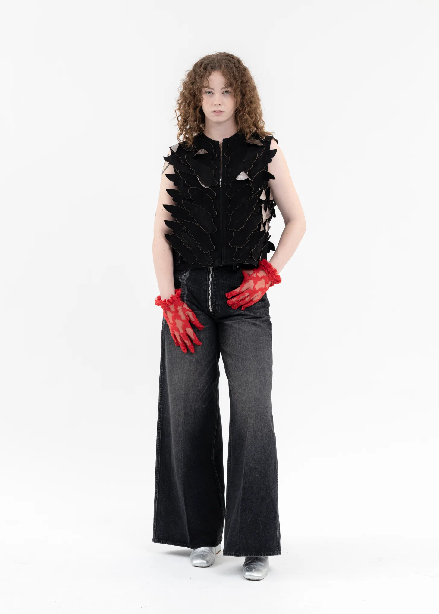 BLACK ANGEL WING LEATHER VEST - Image 5