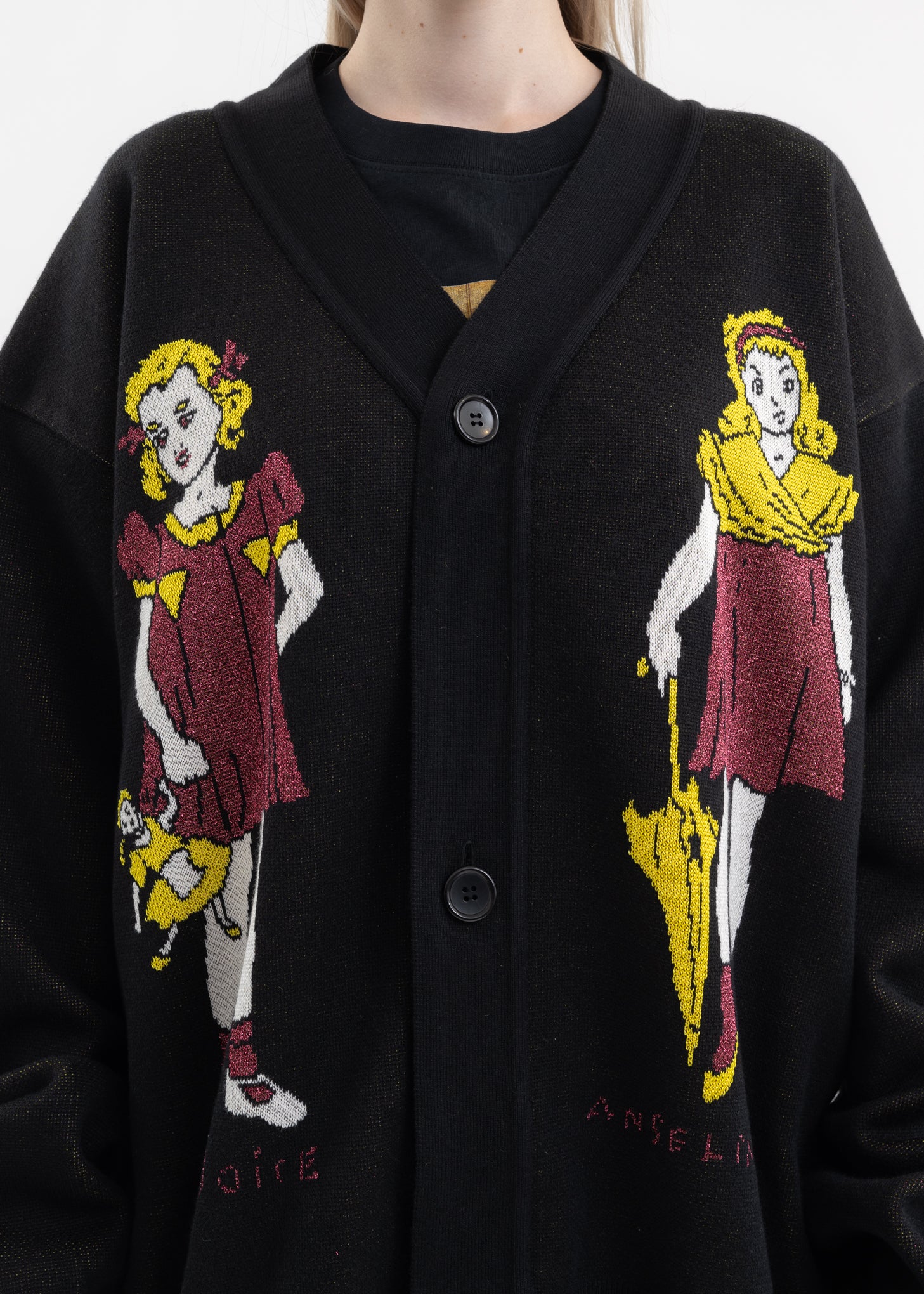 Black Angeline and Joyce Knit Cardigan - KIDILL × Henry Darger Collaboration - Image 4