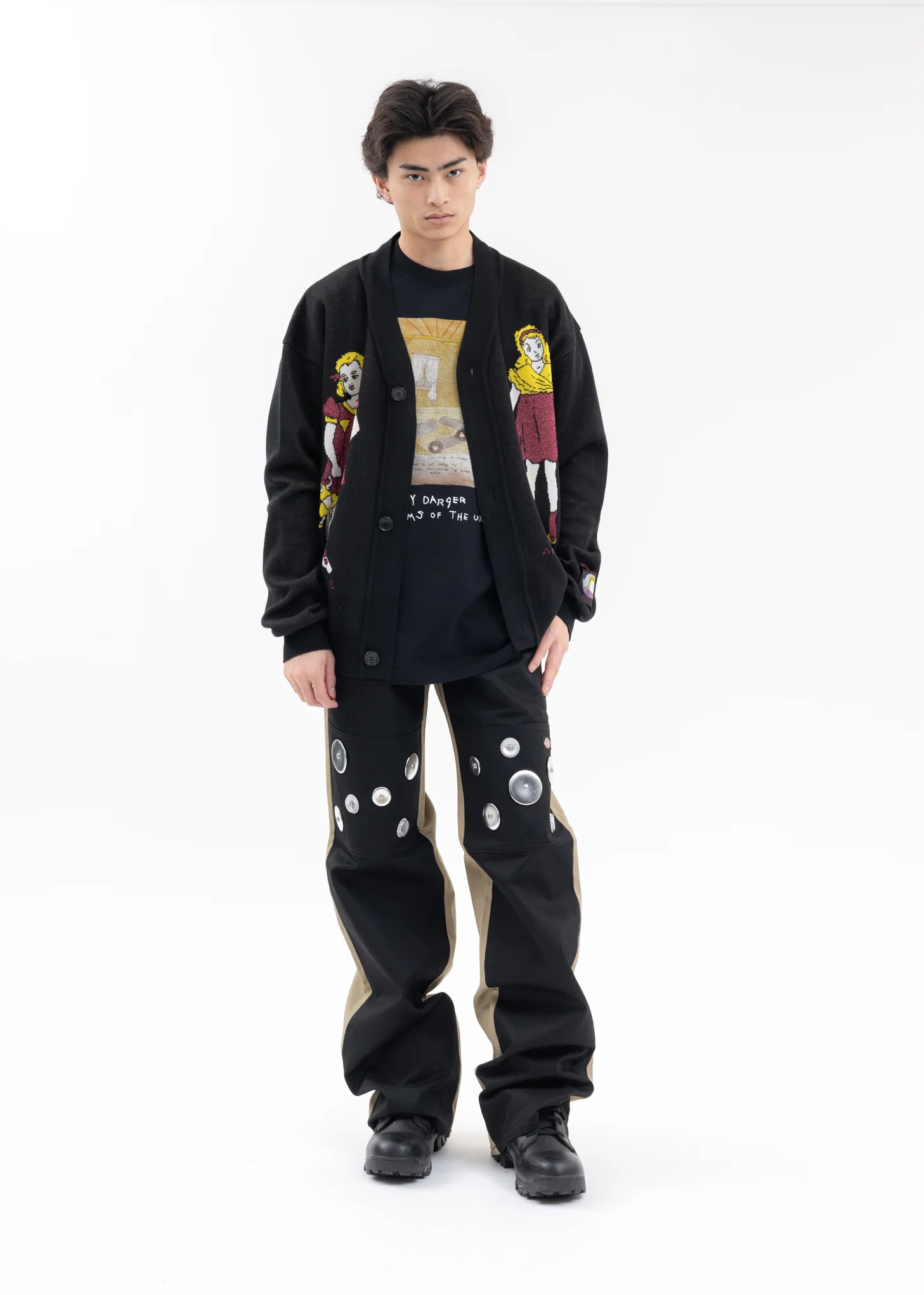 Black Angeline and Joyce Knit Cardigan - KIDILL × Henry Darger Collaboration - Image 6