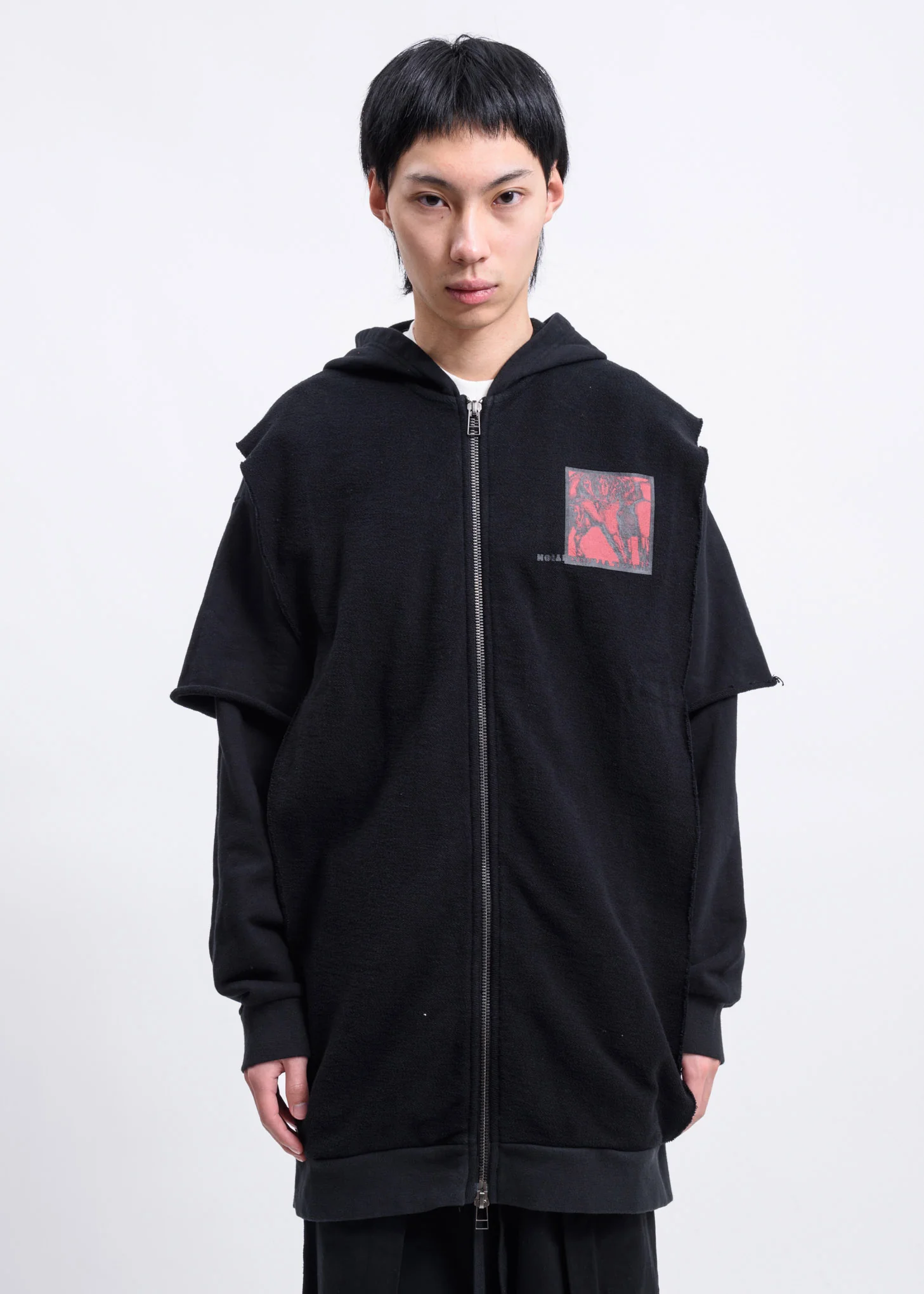 Black Another Crack Layered Fleece Hoodie