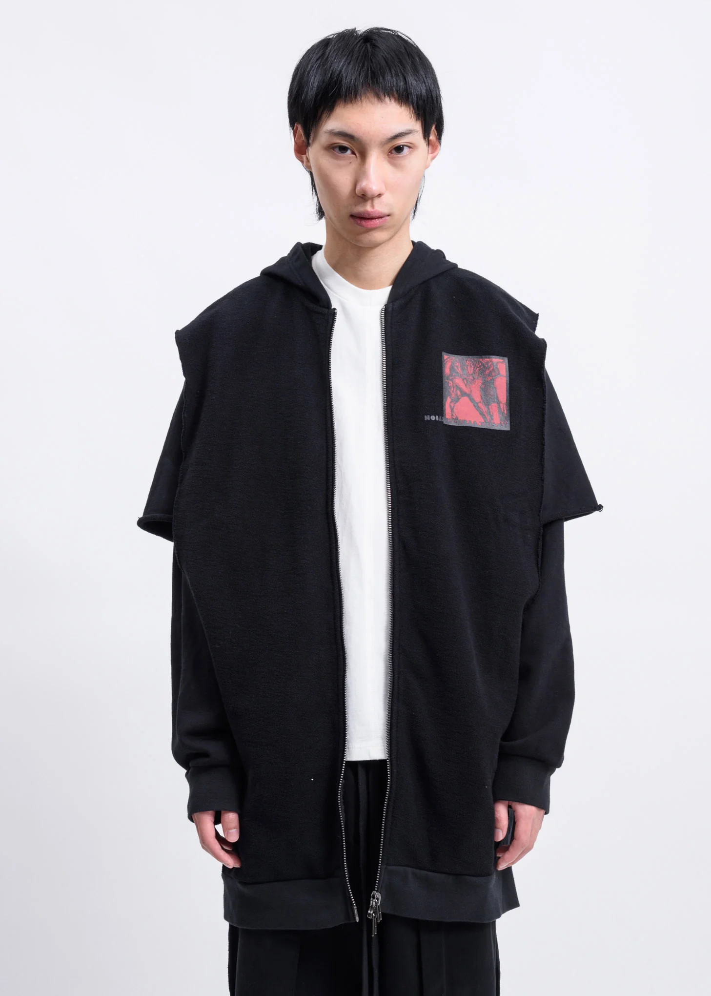 Black Another Crack Layered Fleece Hoodie - Image 4