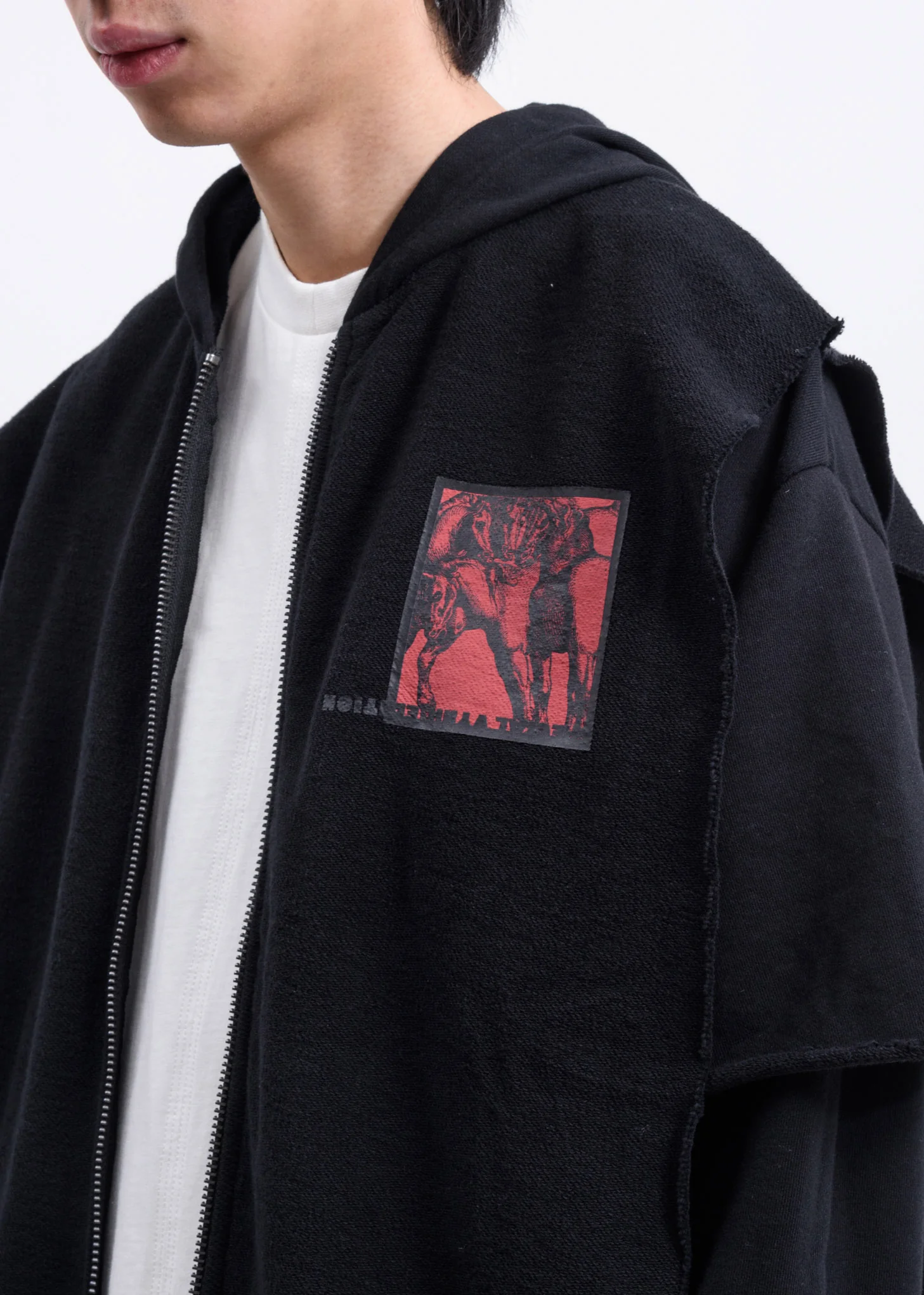 Black Another Crack Layered Fleece Hoodie - Image 5