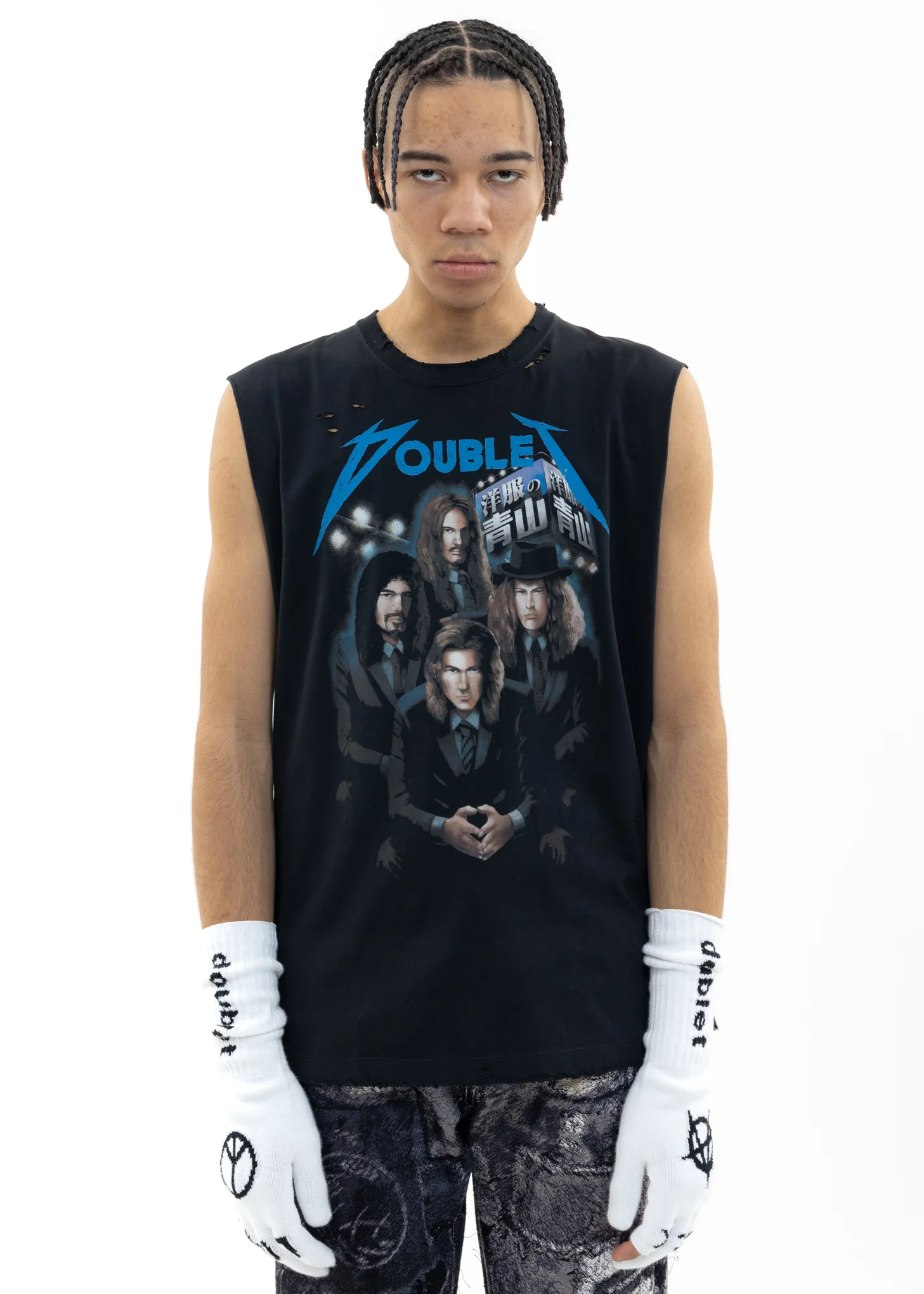 Black "AOYAMA" ROCK No Sleeves T-Shirt -PEOPLE