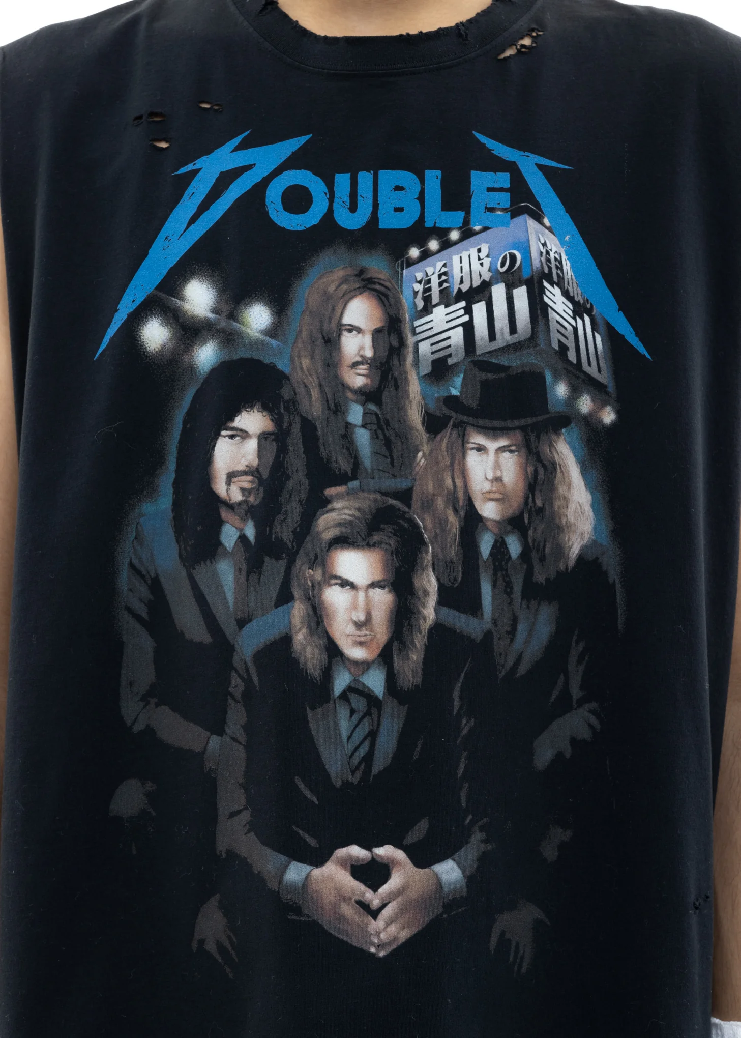 Black "AOYAMA" ROCK No Sleeves T-Shirt -PEOPLE - Image 2