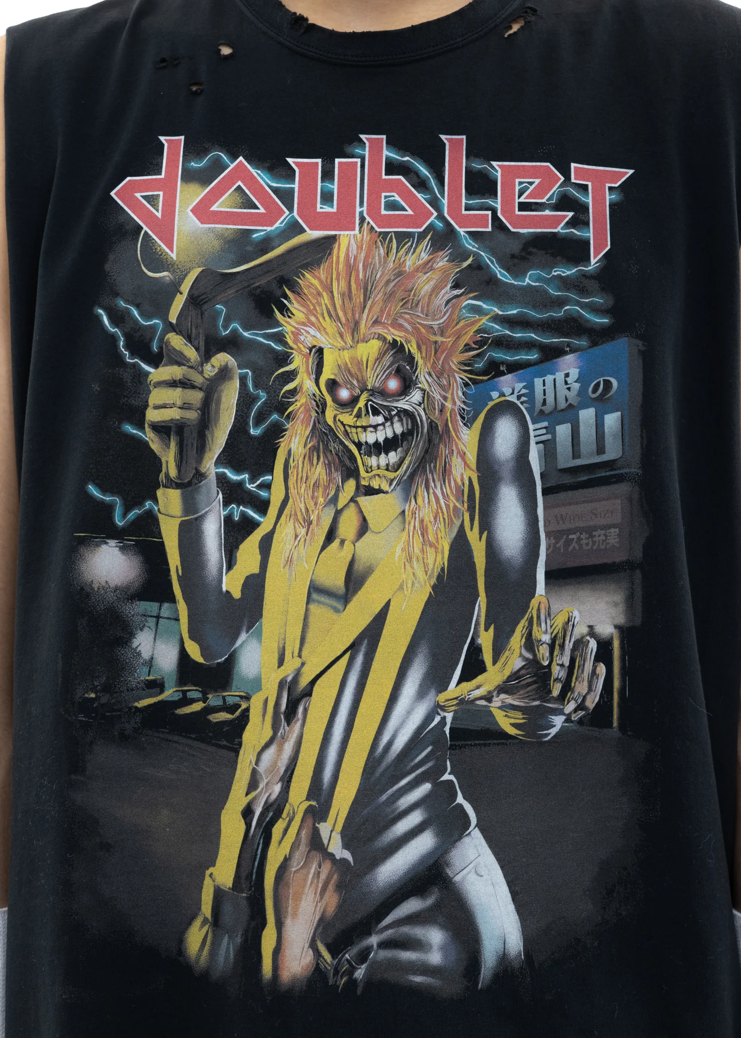 Black "AOYAMA" ROCK No Sleeves T-Shirt -ZOMBIE - Image 2