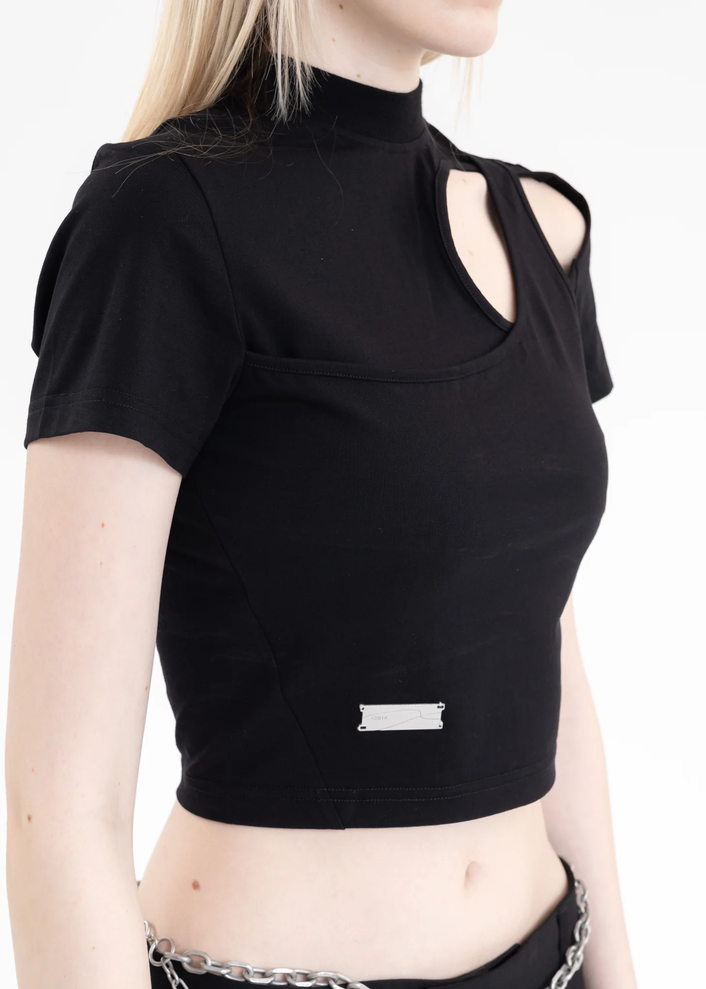 Black Arc Layered Cut-Out T-Shirt - Image 3
