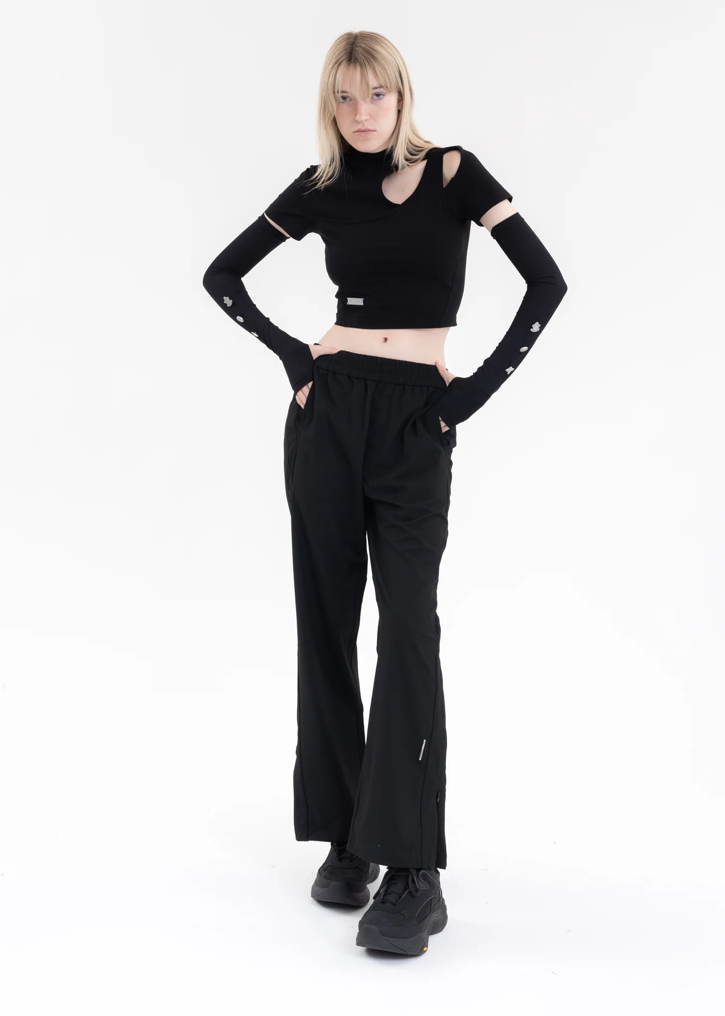 Black Arc Layered Cut-Out T-Shirt - Image 7