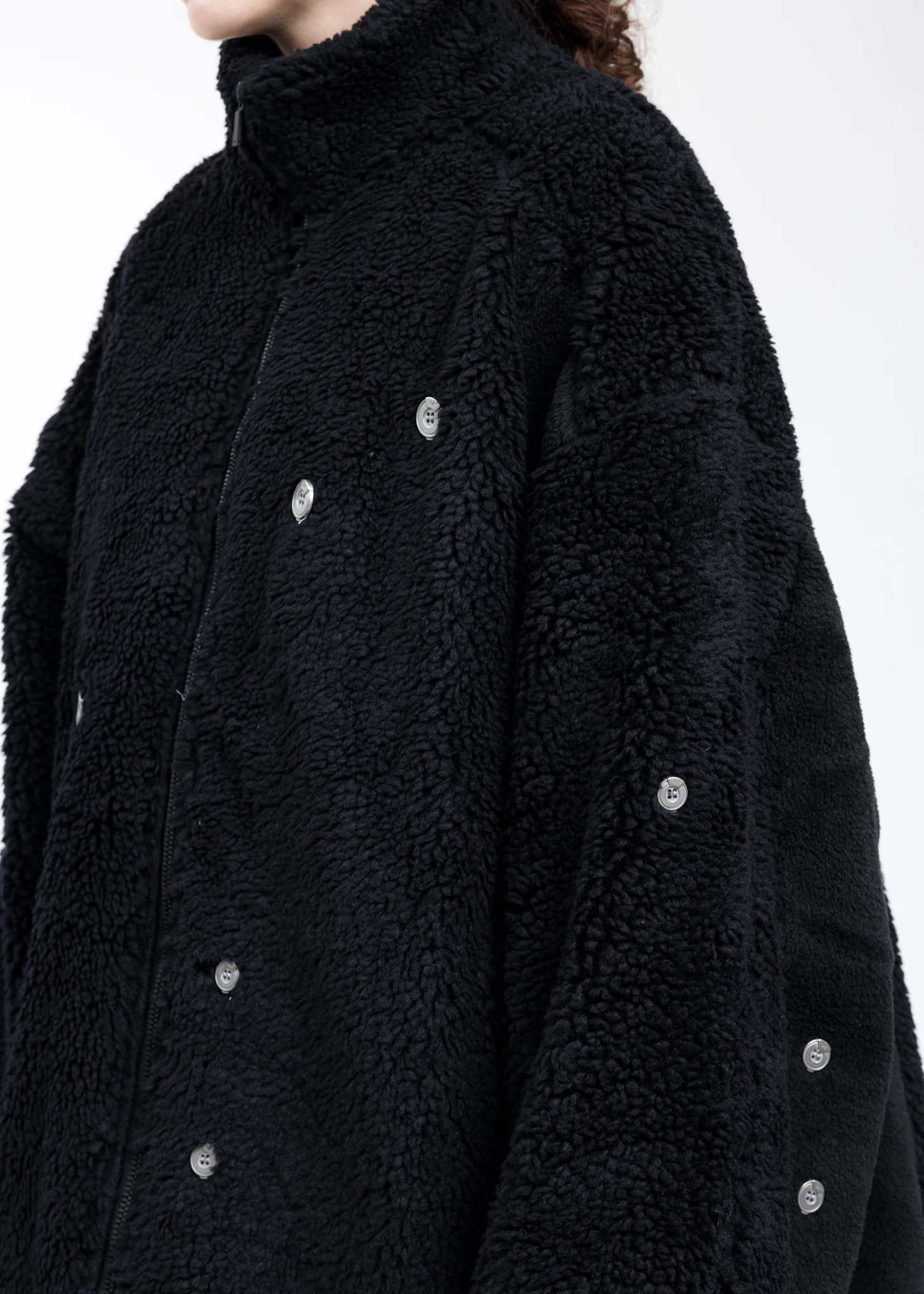 Black Arc Panelled Asteroid Padded Fleece Coat - Image 3