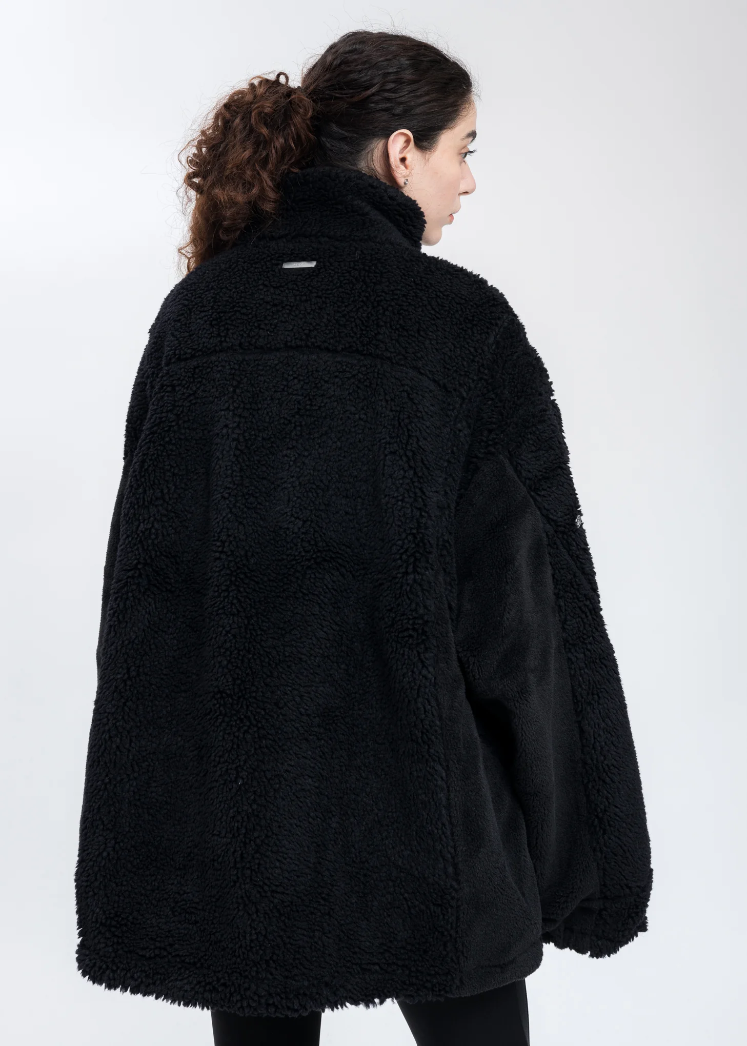 Black Arc Panelled Asteroid Padded Fleece Coat - Image 4