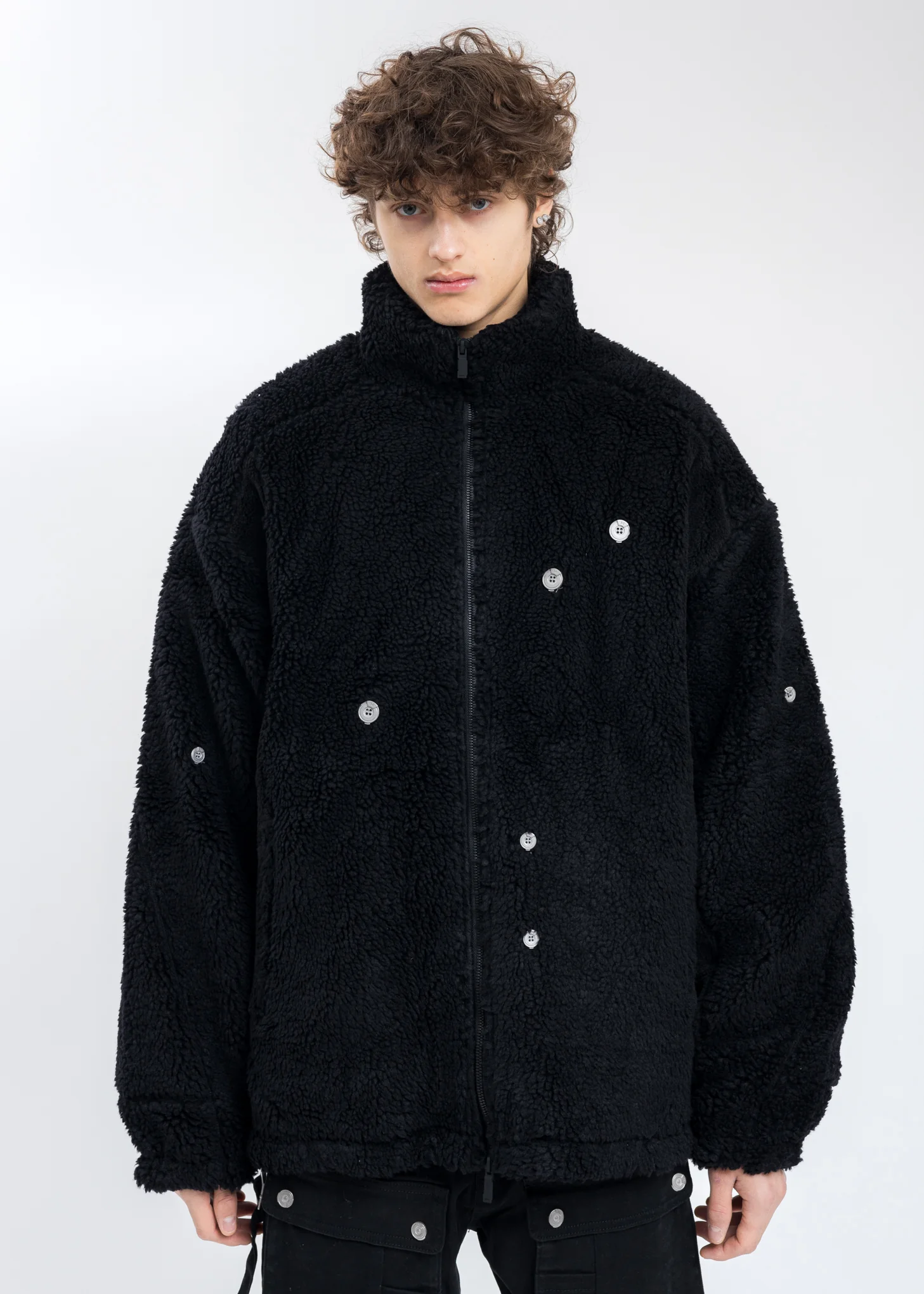 Black Arc Panelled Asteroid Padded Fleece Coat