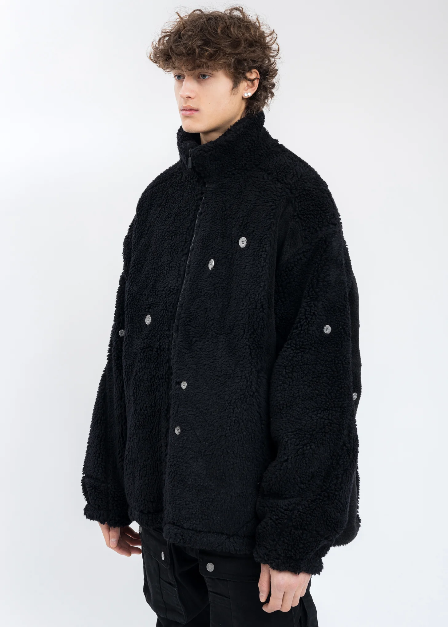 Black Arc Panelled Asteroid Padded Fleece Coat - Image 2