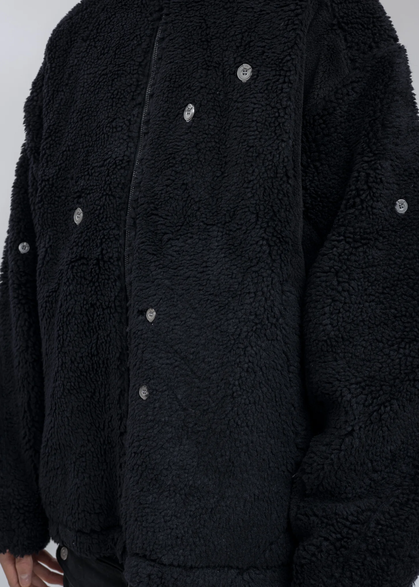 Black Arc Panelled Asteroid Padded Fleece Coat - Image 3