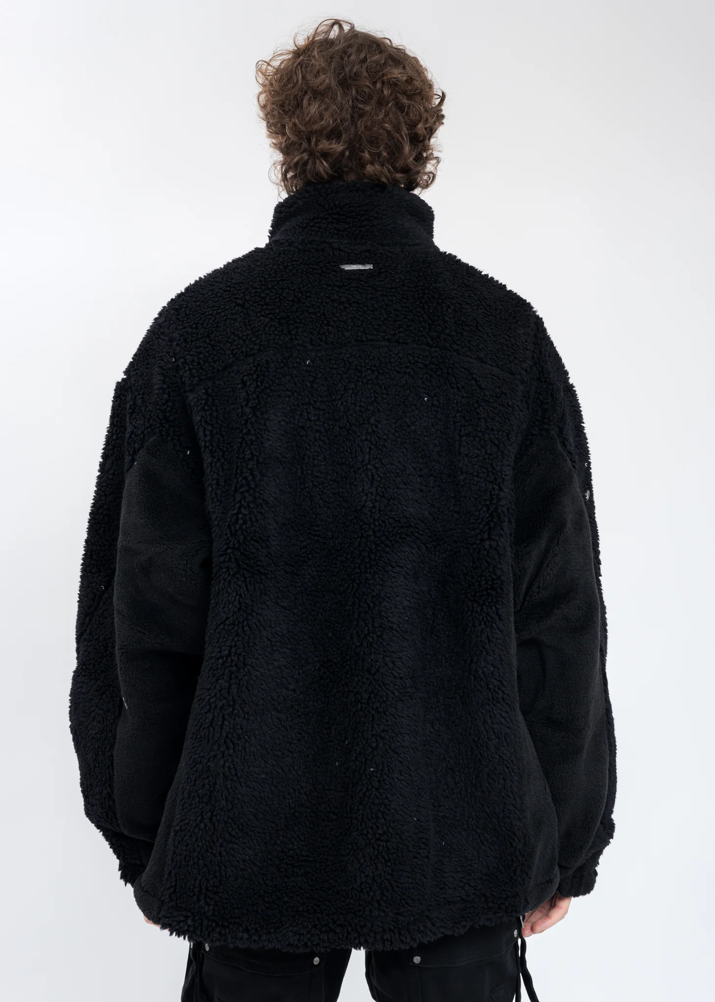 Black Arc Panelled Asteroid Padded Fleece Coat - Image 4
