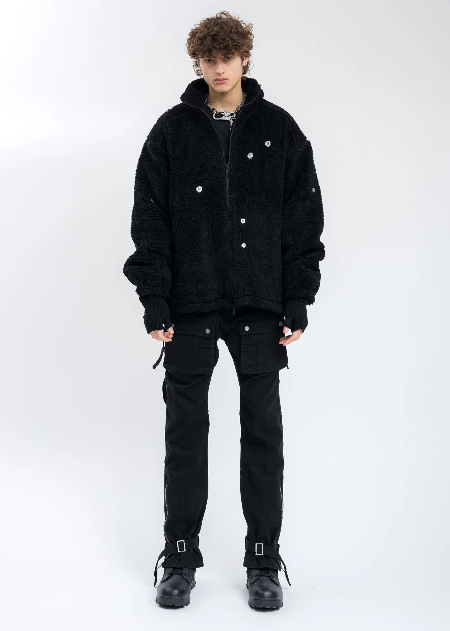 Black Arc Panelled Asteroid Padded Fleece Coat - Image 5