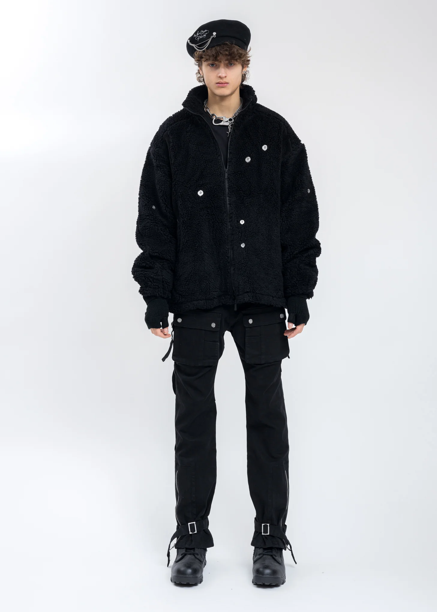 Black Arc Panelled Asteroid Padded Fleece Coat - Image 6