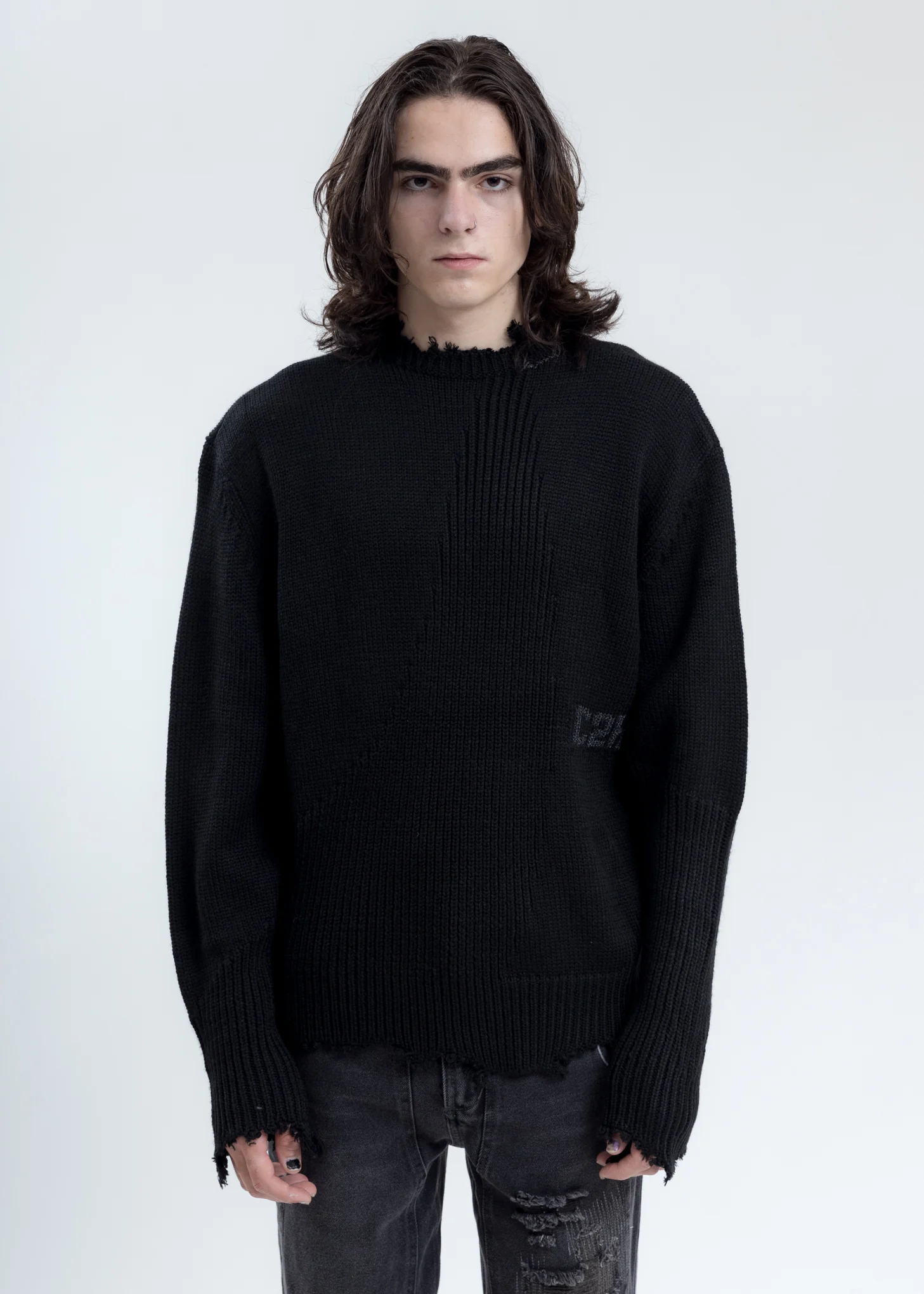 Black Arc Sculpture Knit Sweater