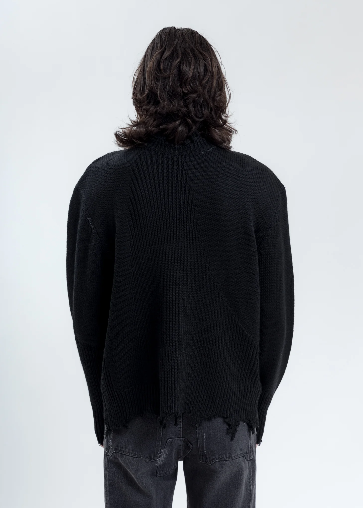 Black Arc Sculpture Knit Sweater - Image 4
