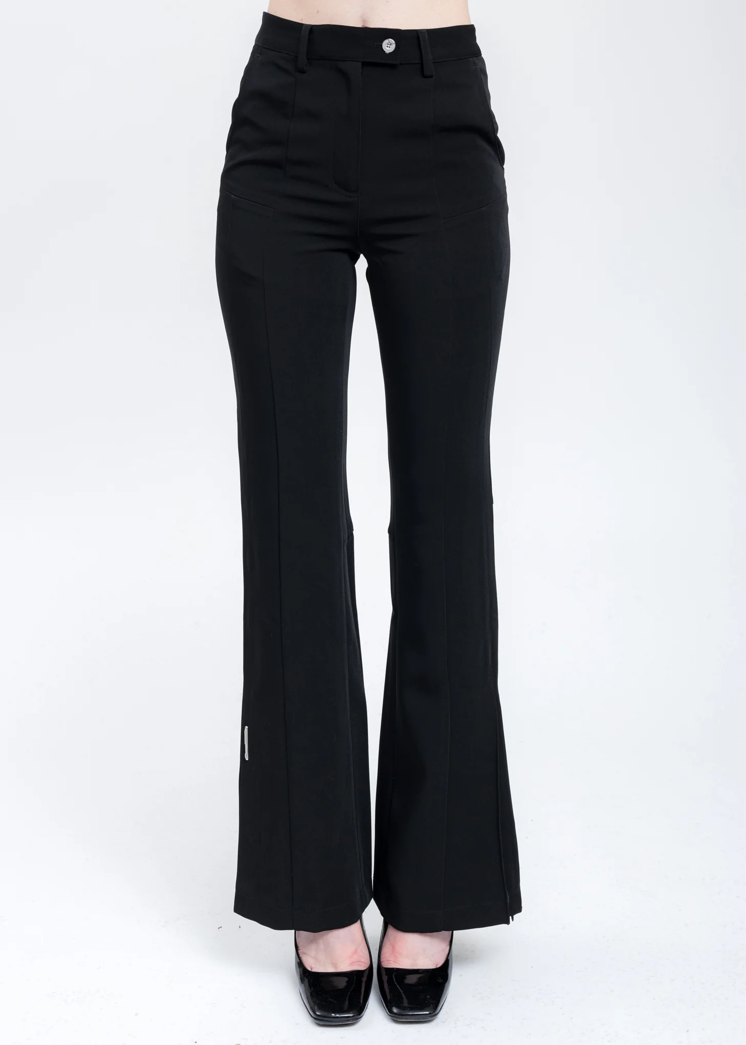 Black Arc Splicing Flappy Flared Trousers