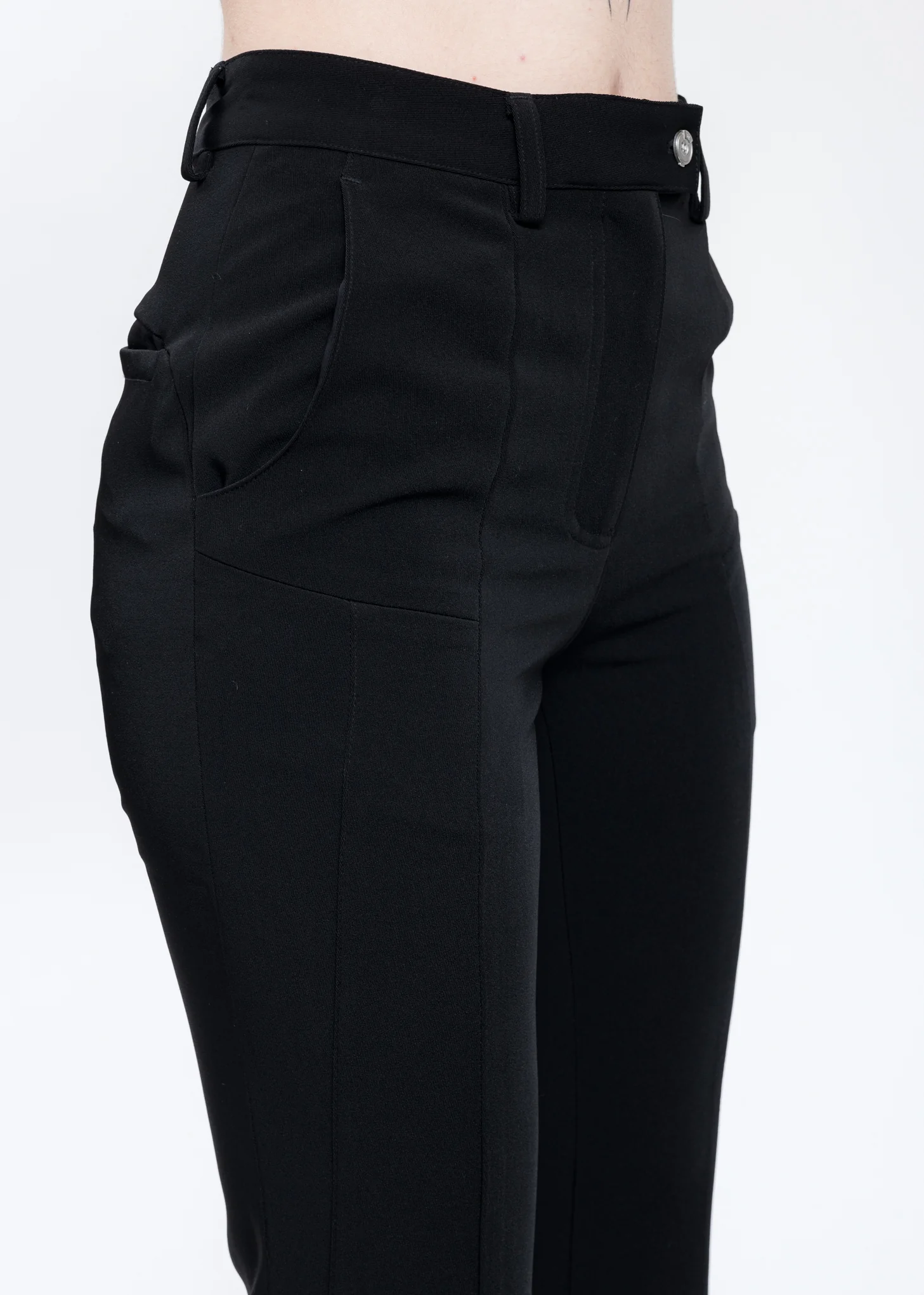 Black Arc Splicing Flappy Flared Trousers - Image 5