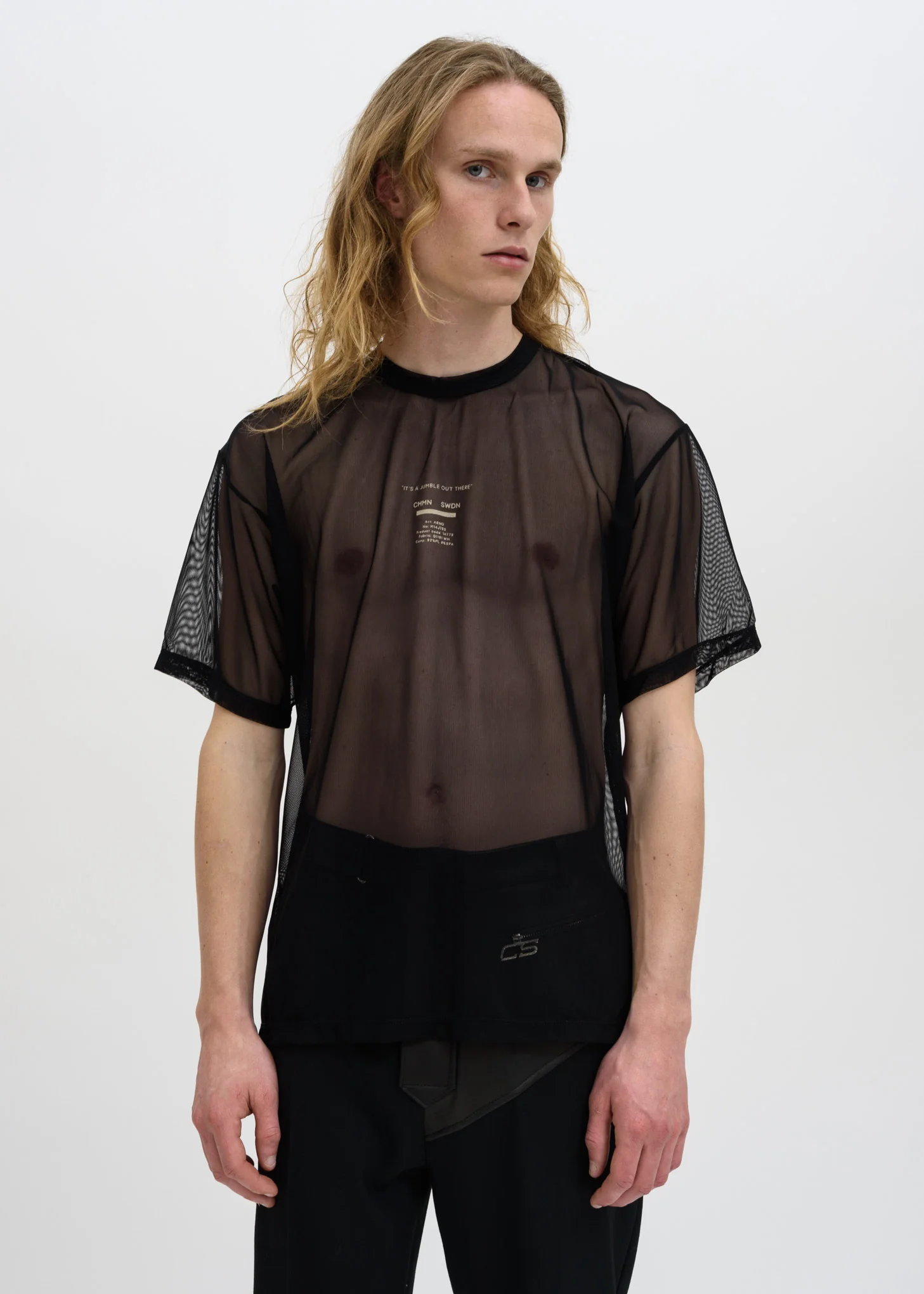 Black Arno Mesh Print T-Shirt