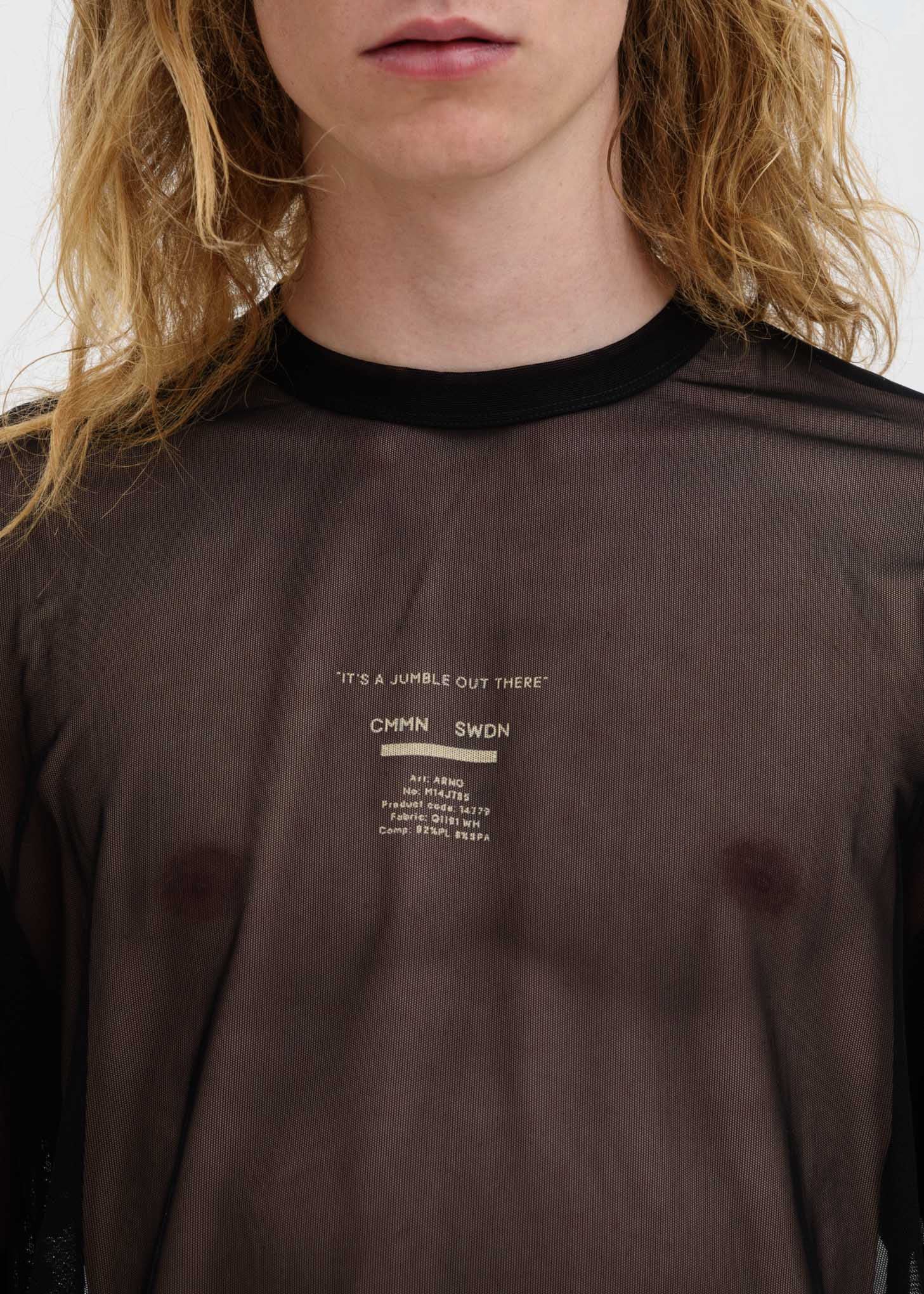 Black Arno Mesh Print T-Shirt - Image 4