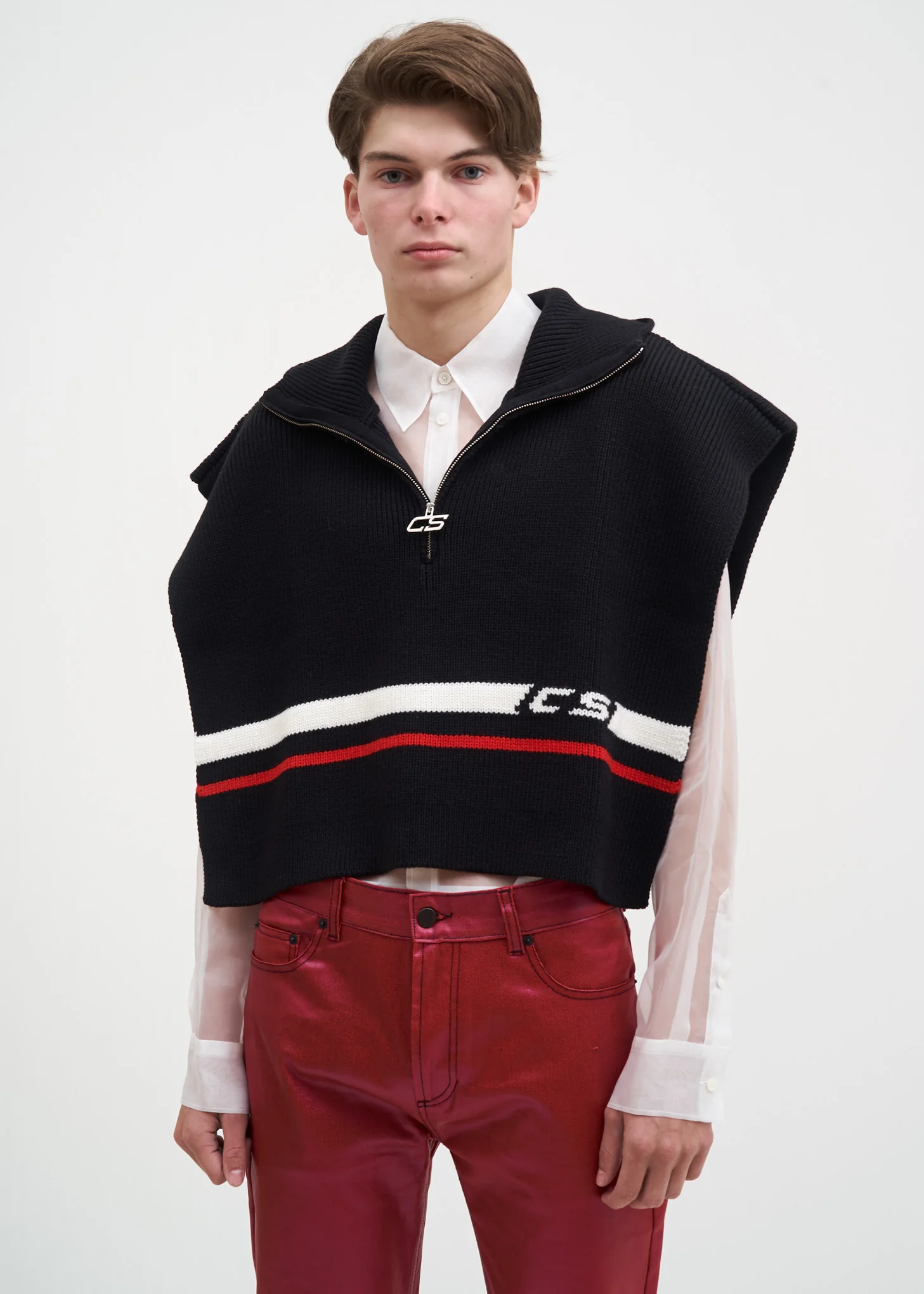 Black Arran Hooded Zip Poncho