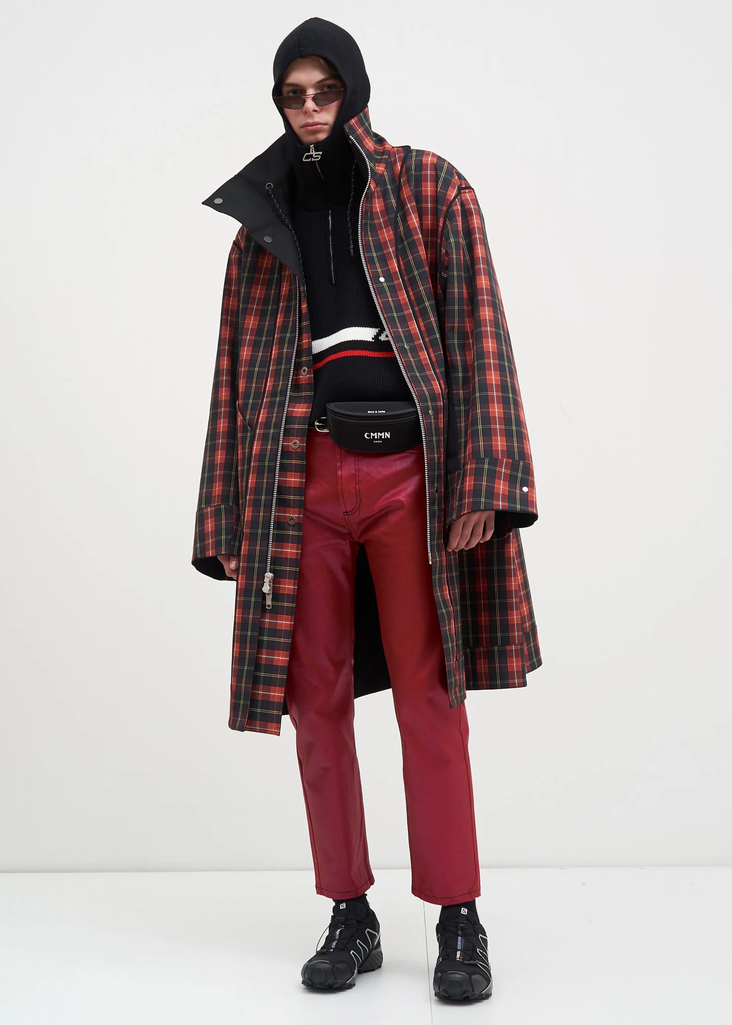 Black Arran Hooded Zip Poncho - Image 2