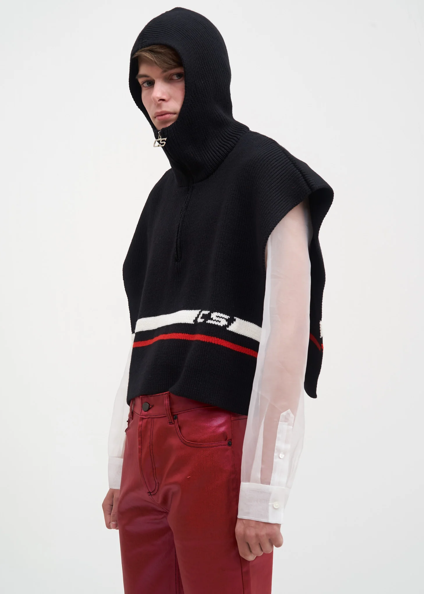Black Arran Hooded Zip Poncho - Image 3
