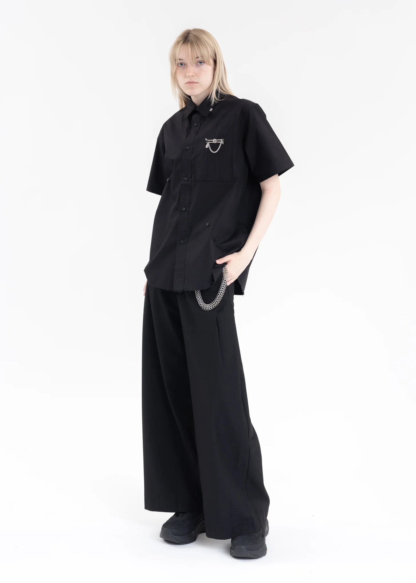 Black Asteroid Raw Edge Shirt - Image 5