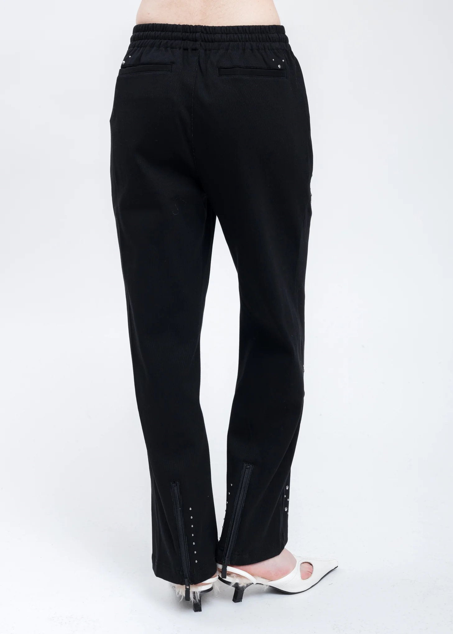 Black Asteroid Rivet Zippered Sweatpants - Image 2