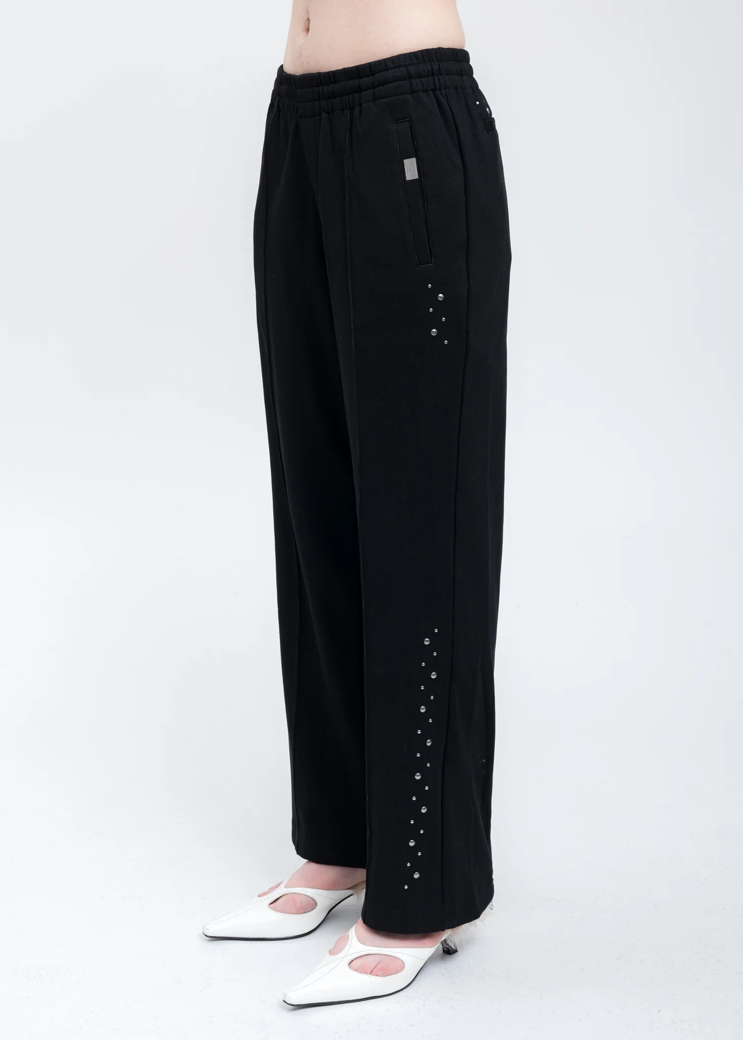 Black Asteroid Rivet Zippered Sweatpants - Image 3