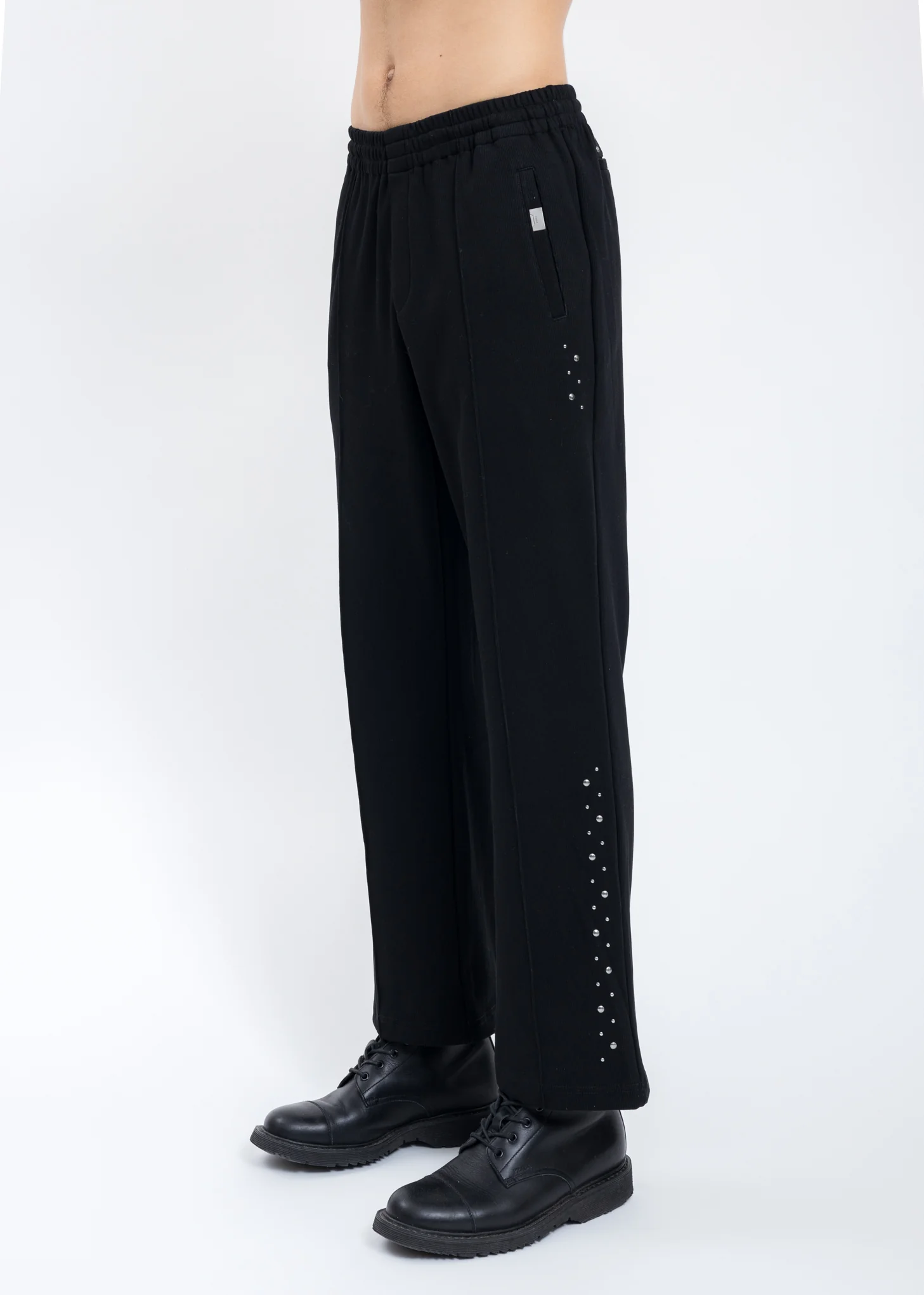 Black Asteroid Rivet Zippered Sweatpants - Image 3