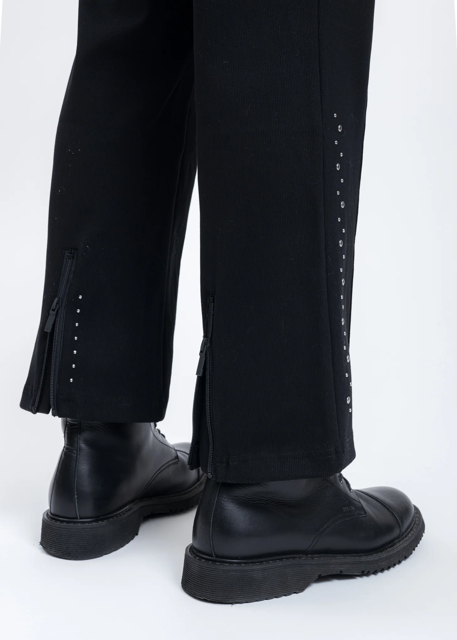 Black Asteroid Rivet Zippered Sweatpants - Image 4