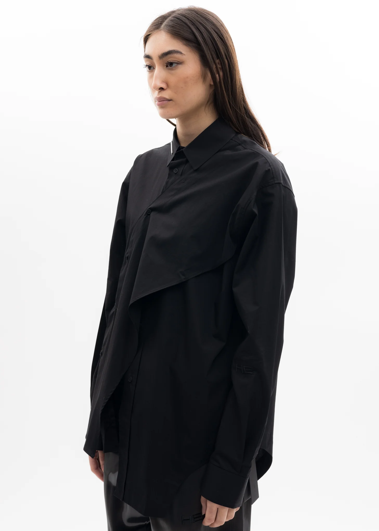 Black Asymmetric Deconstructed Shirt - Image 2