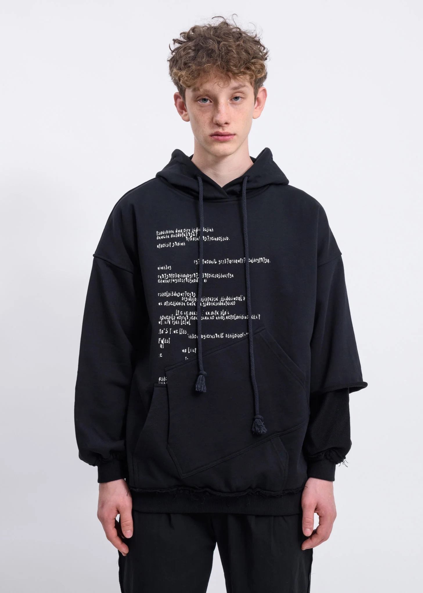 Black Asymmetric Pockets Hoodie