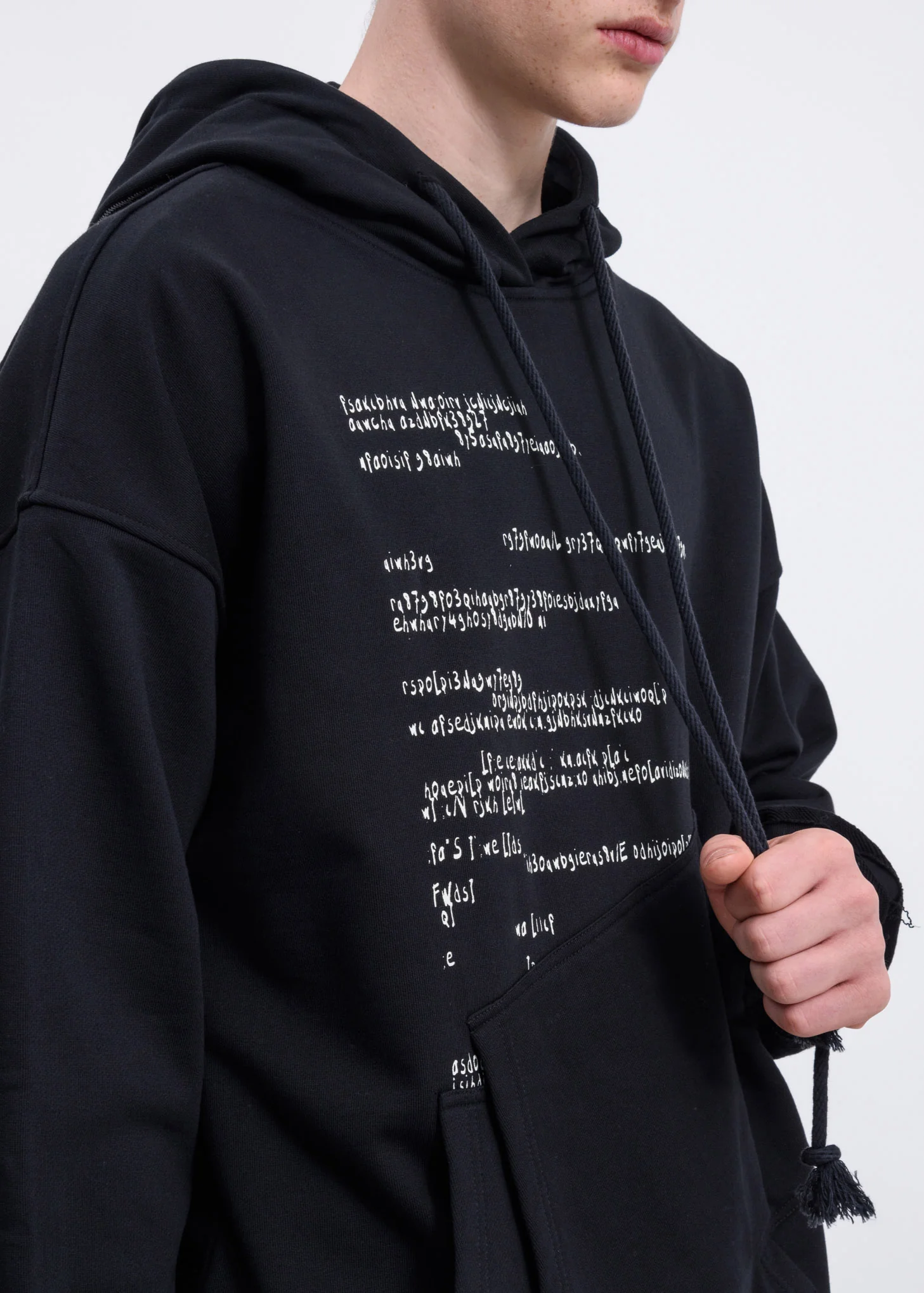 Black Asymmetric Pockets Hoodie - Image 3