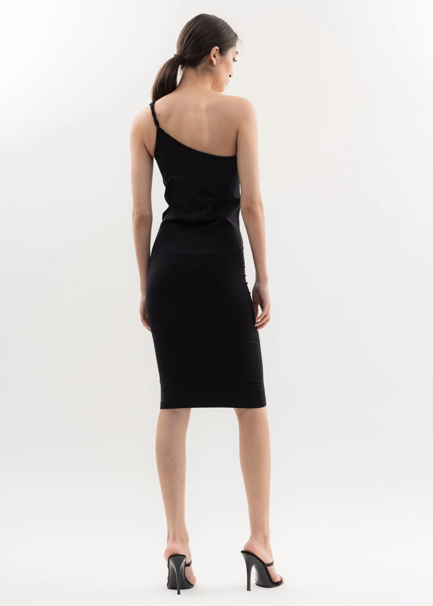 Black Asymmetric Twist Dress - Image 2