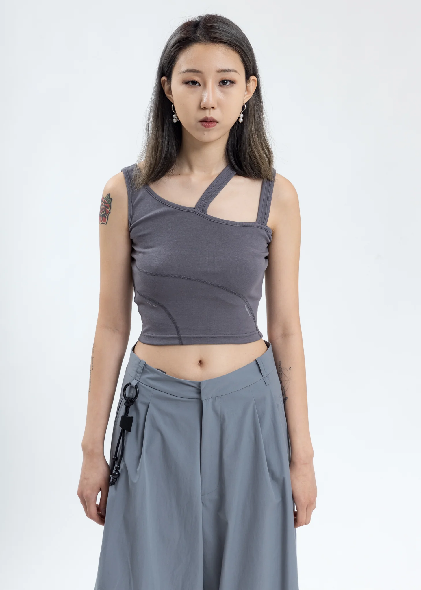 Grey Asymmetrical Tank Top