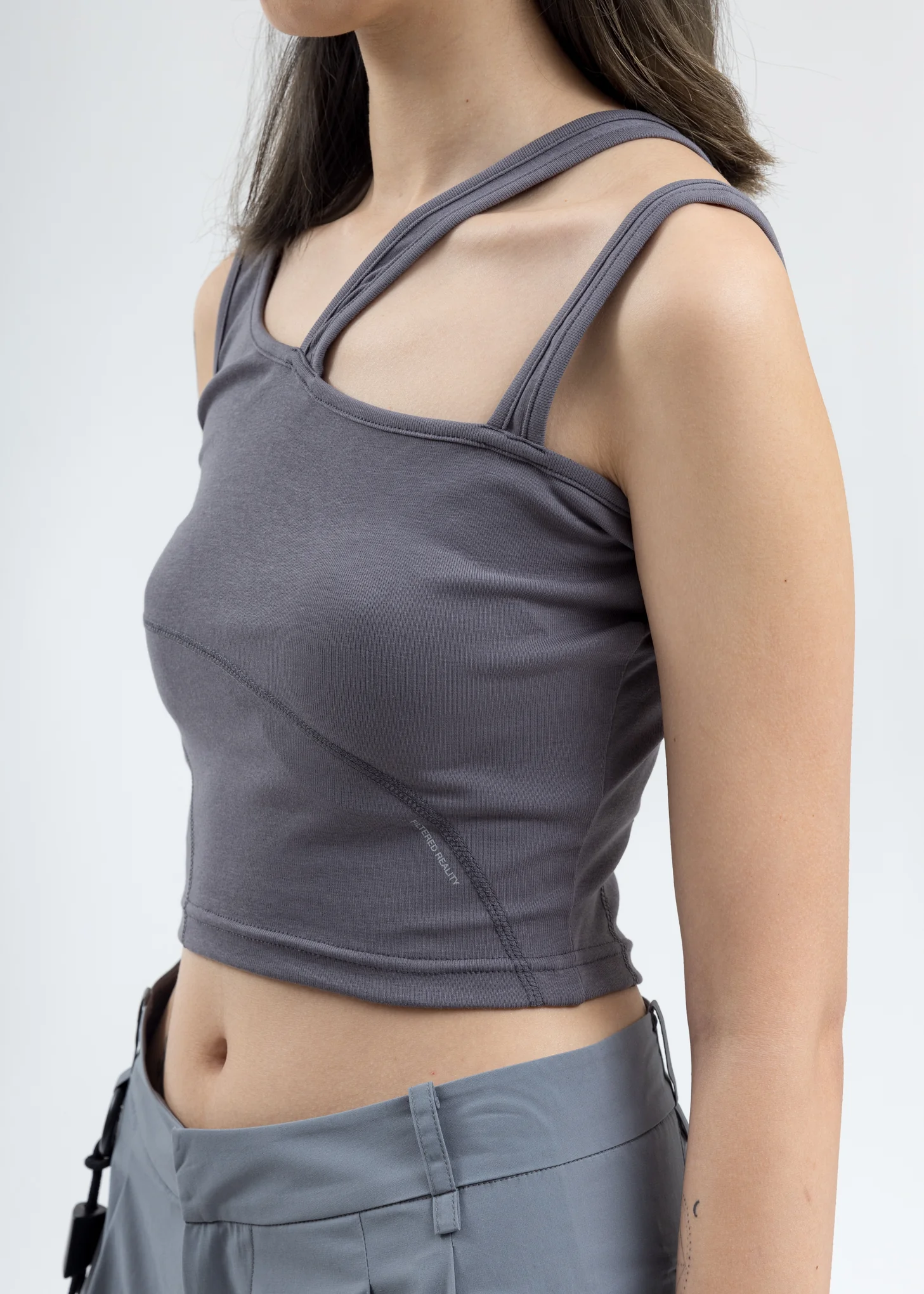 Grey Asymmetrical Tank Top - Image 2